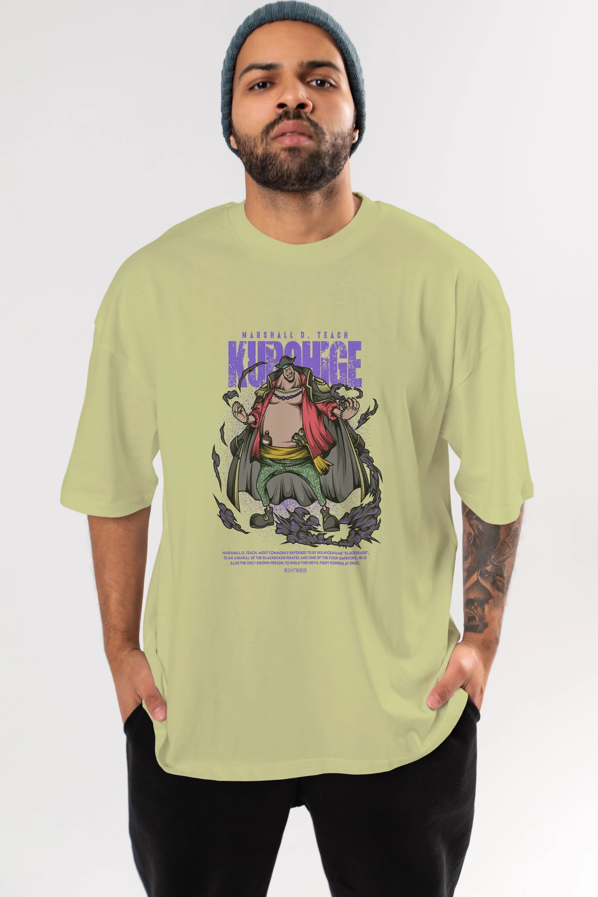 Marshall D. Teach Anime Ön Baskılı Oversize t-shirt %100 pamuk Erkek Kadın Unisex