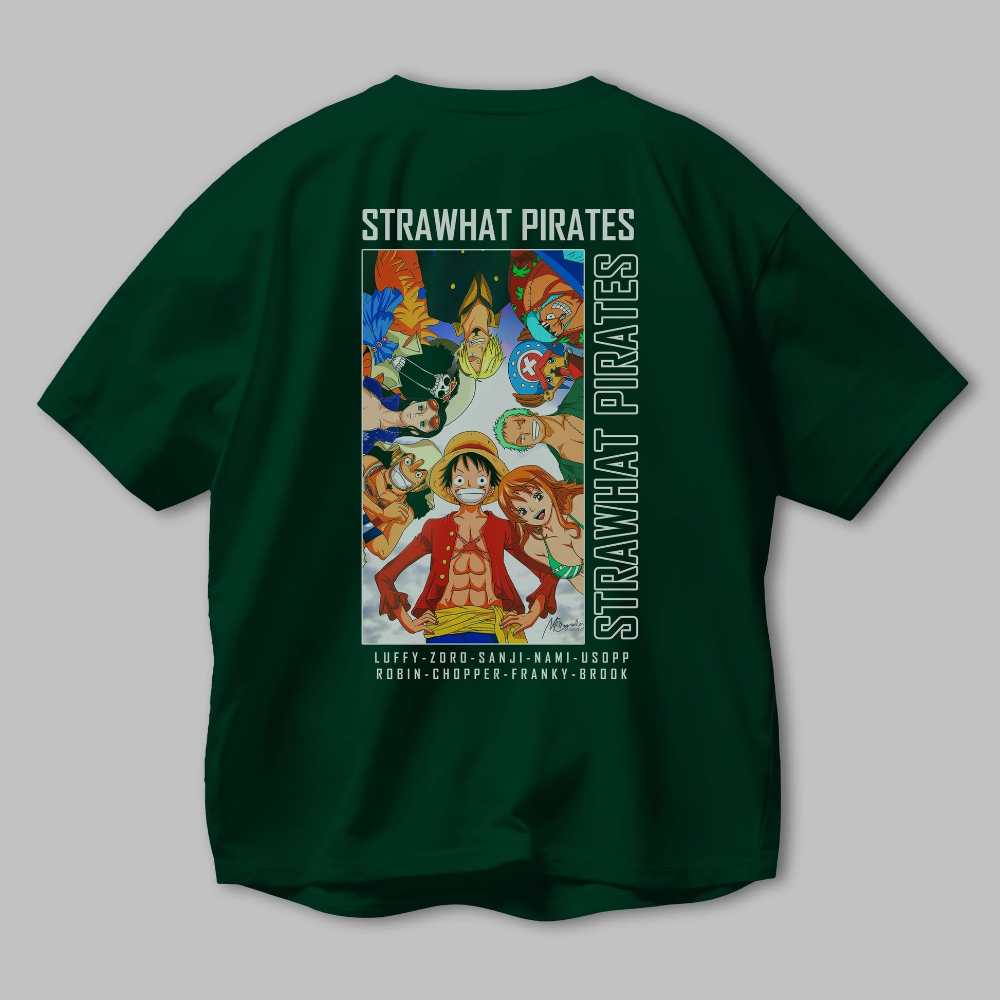 Luffy Strahwat Anime Arka Baskılı Oversize t-shirt Erkek Kadın Unisex %100 pamuk tişort