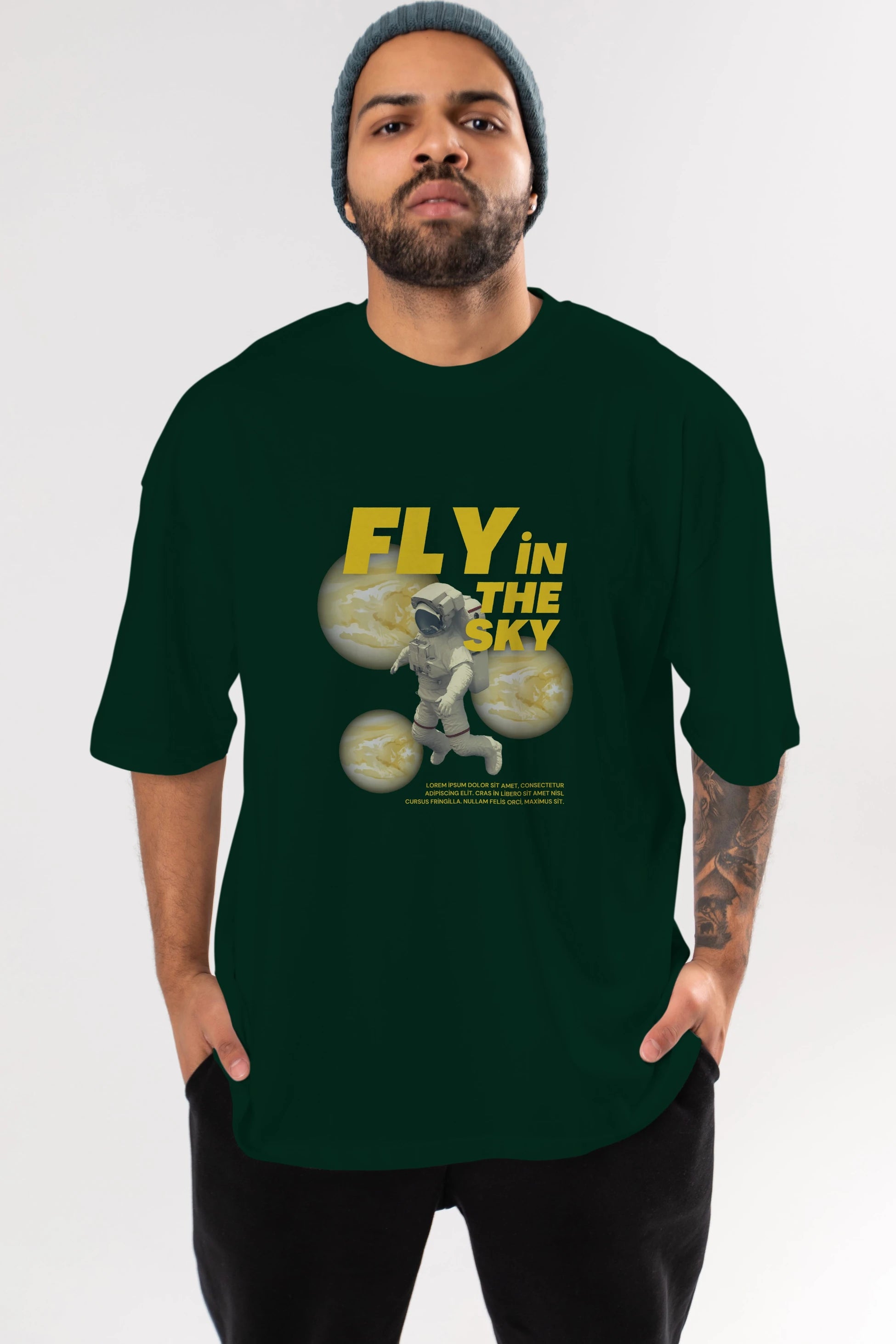 Fly in The Sky Ön Baskılı Oversize t-shirt Erkek Kadın Unisex