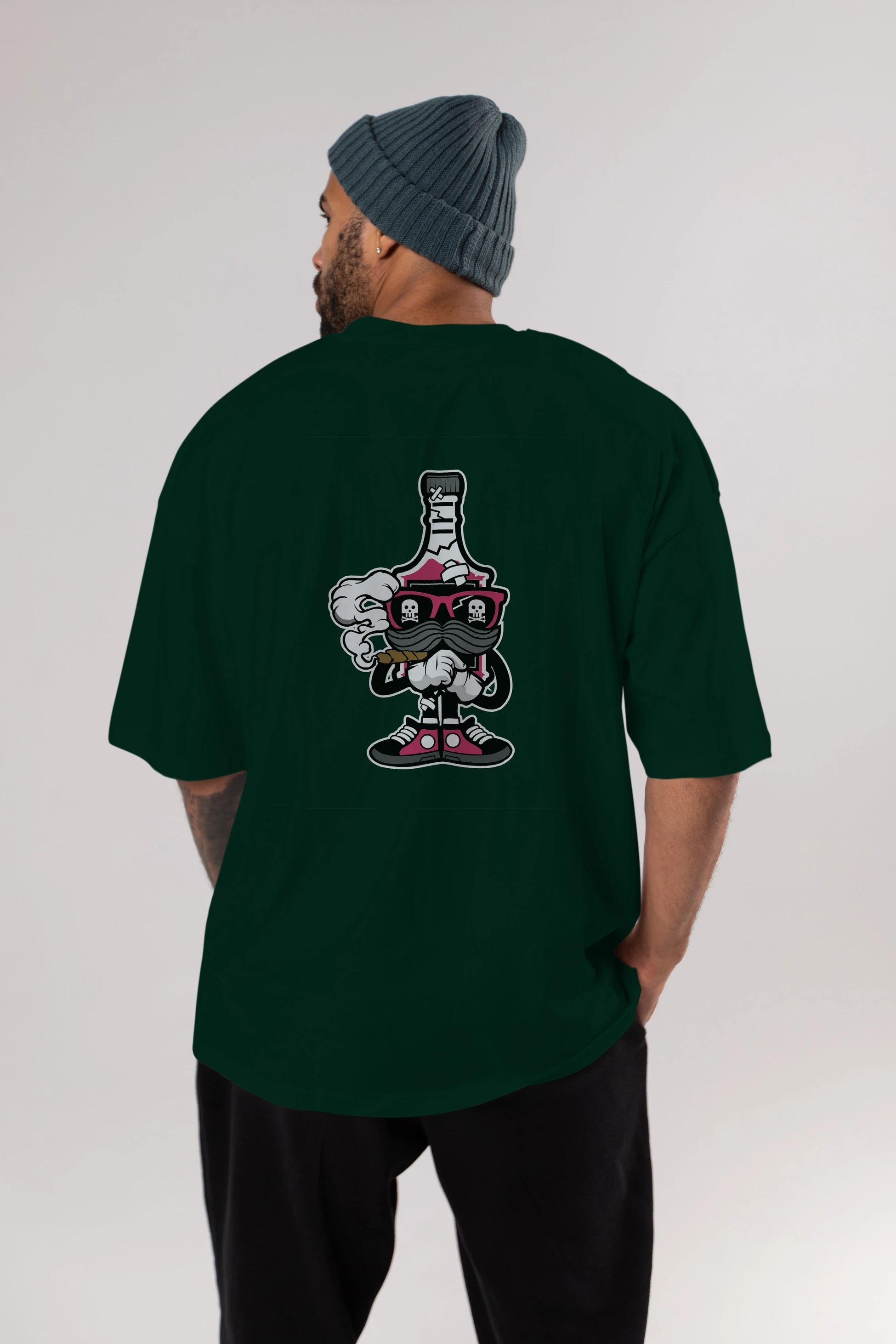 Vodka Bottle Arka Baskılı Oversize t-shirt Erkek Kadın Unisex %100 Pamuk tişort