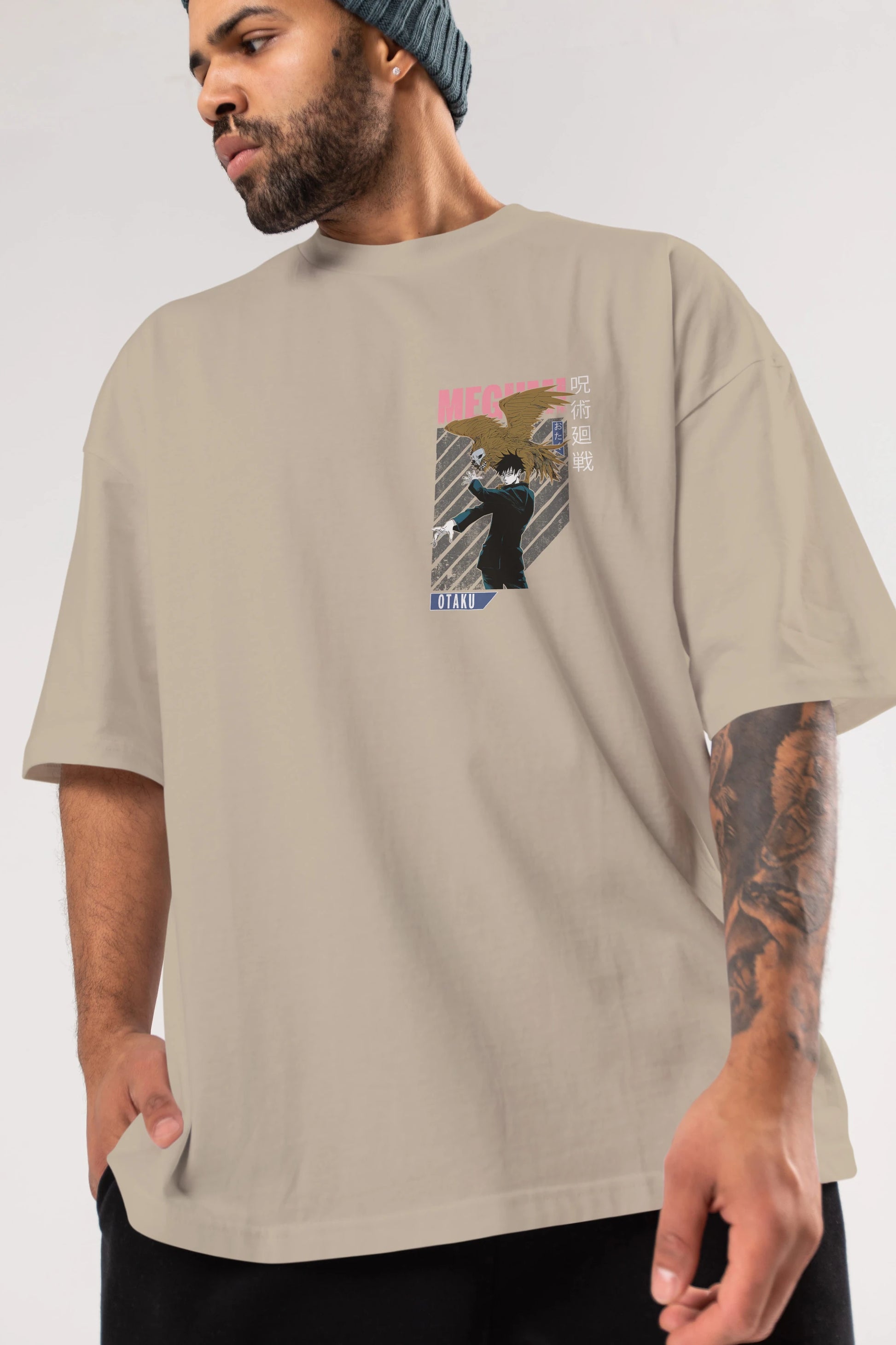 Megumi Fushiguro 2 Ön Sol Baskılı Oversize t-shirt Erkek Kadın Unisex %100 Pamuk Bisiklet Yaka tişort