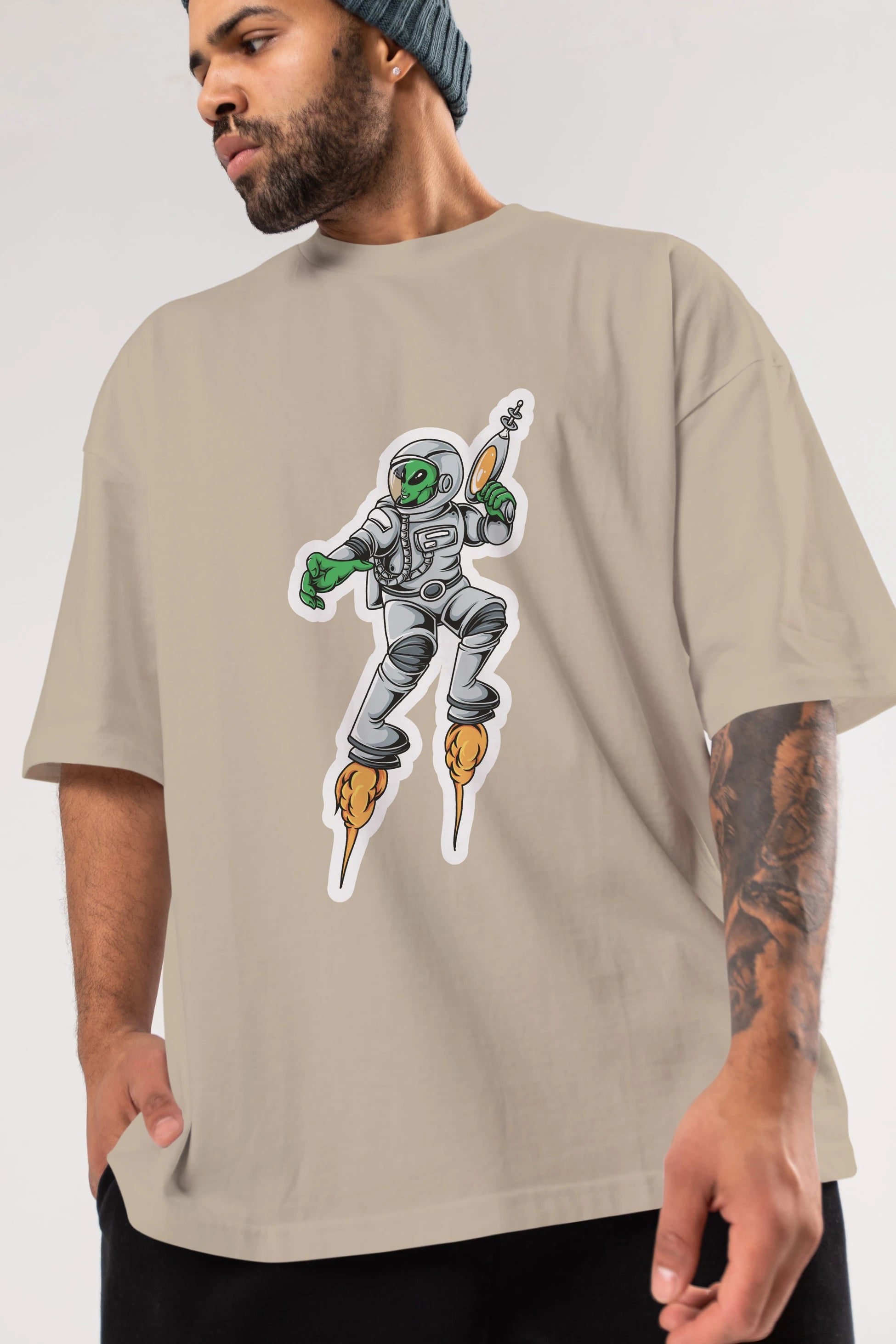 Alien Wars Sticker Ön Baskılı Oversize t-shirt Erkek Kadın Unisex