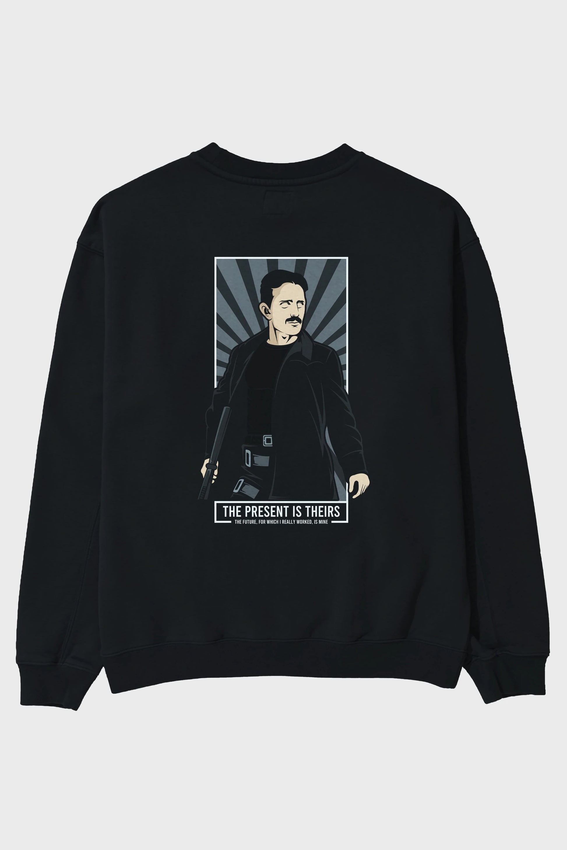 Tesla Matrix Arka Baskılı Oversize Sweatshirt Erkek Kadın Unisex