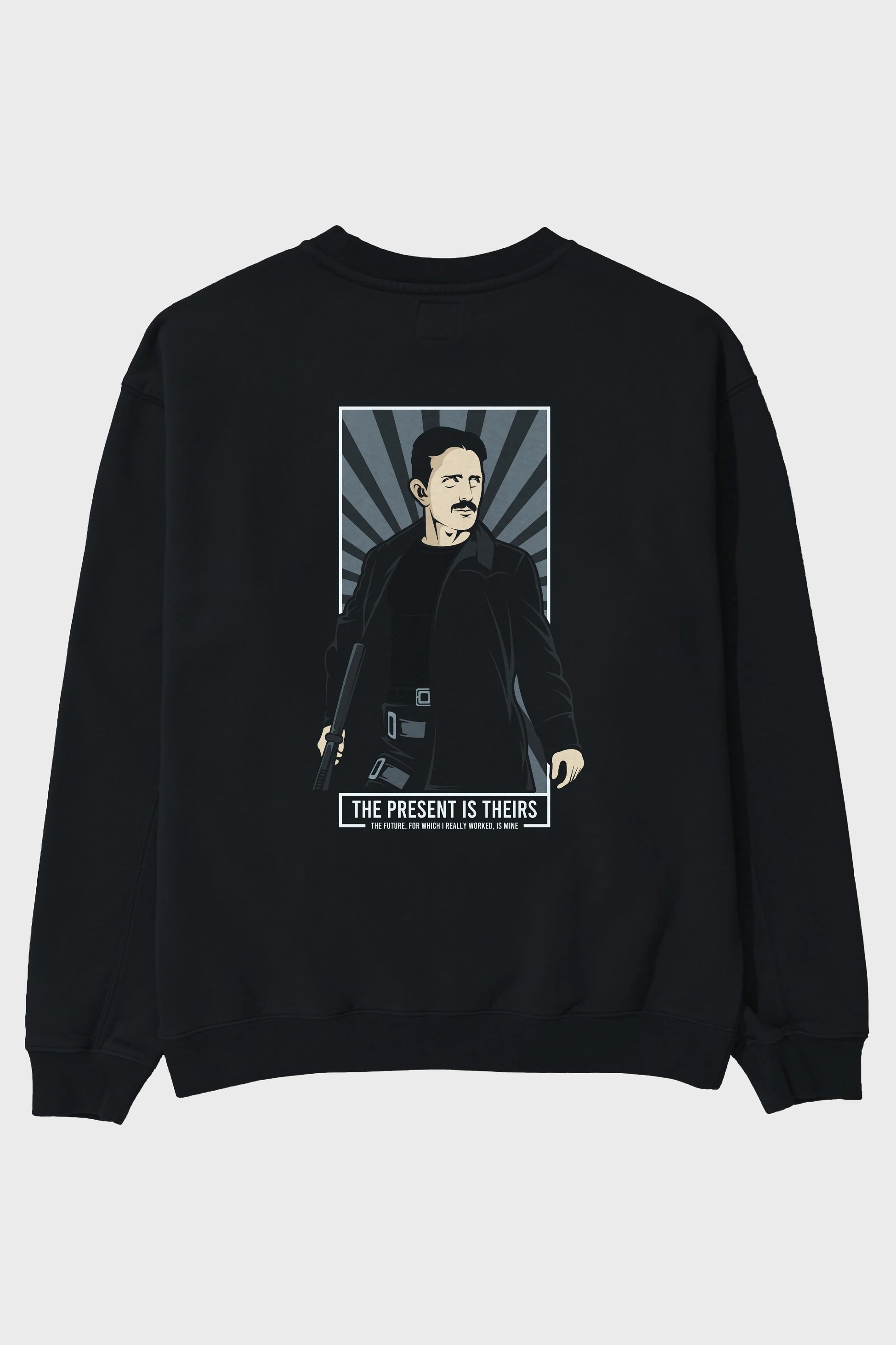 Tesla Matrix Arka Baskılı Oversize Sweatshirt Erkek Kadın Unisex
