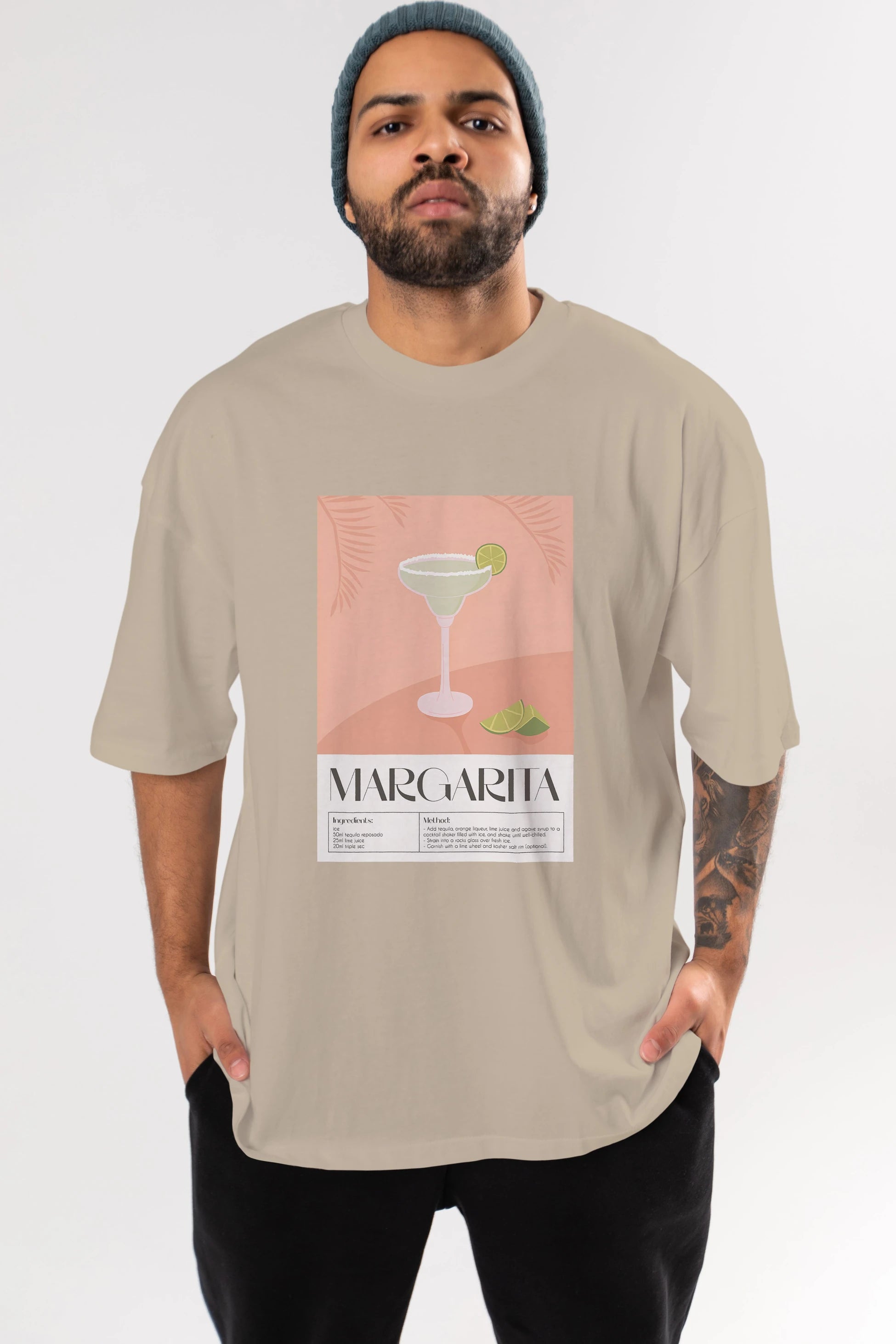 Margarita 5 Ön Baskılı Oversize t-shirt Erkek Kadın Unisex %100 Pamuk Bisiklet Yaka tişort