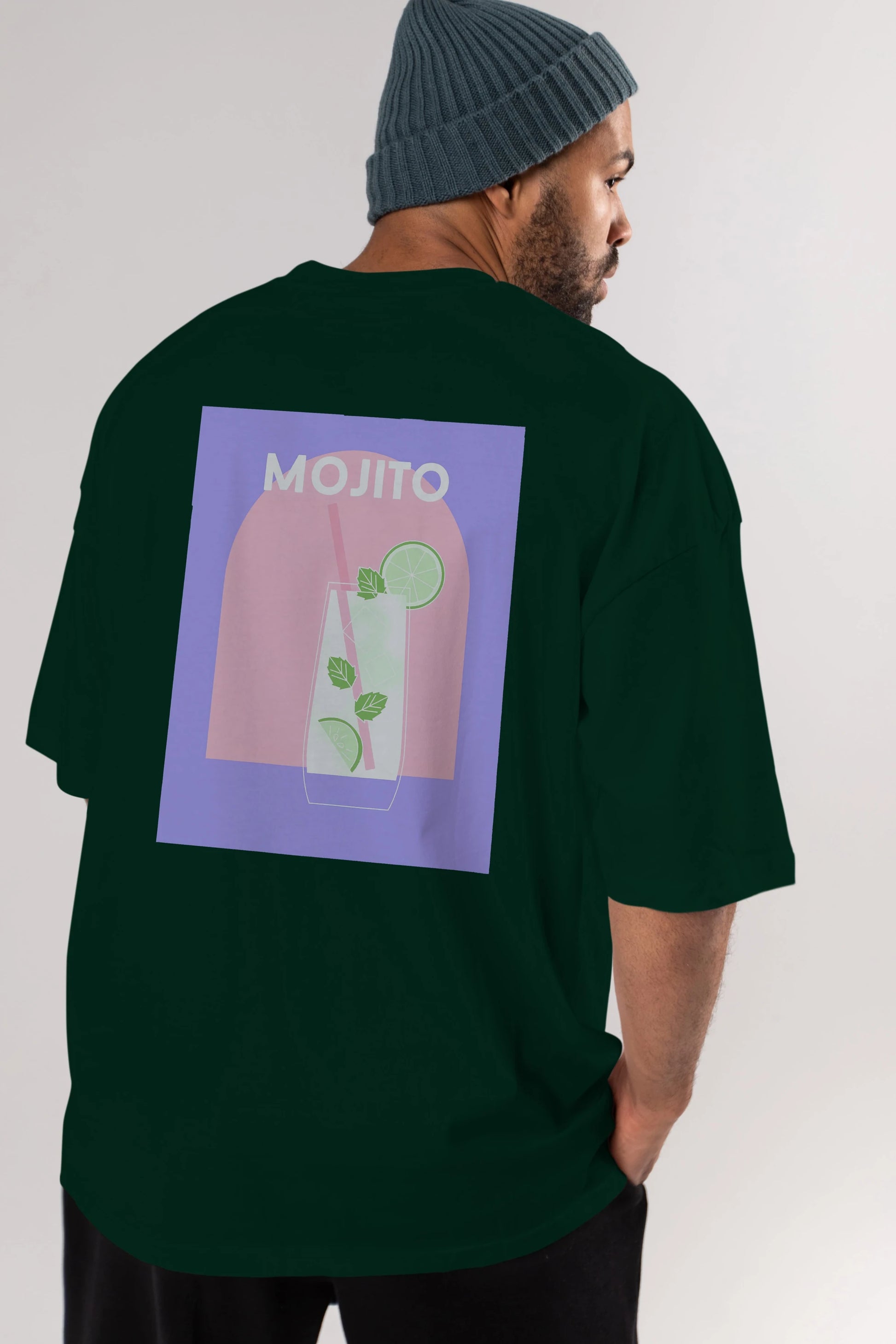 Mojito 2 Arka Baskılı Oversize t-shirt Erkek Kadın Unisex %100 Pamuk Bisiklet Yaka tişort