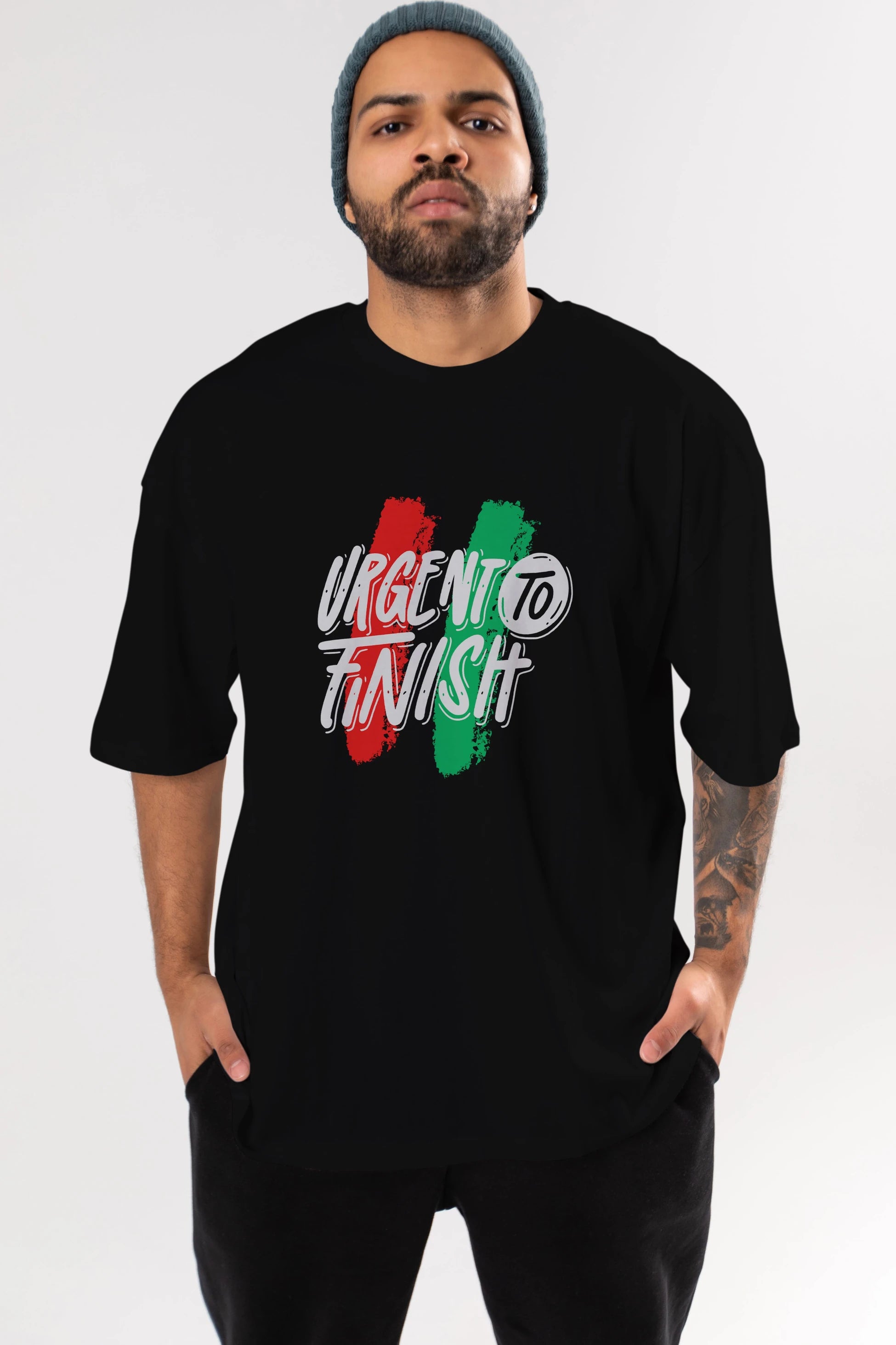 Urgent To Finish Ön Baskılı Oversize t-shirt Erkek Kadın Unisex