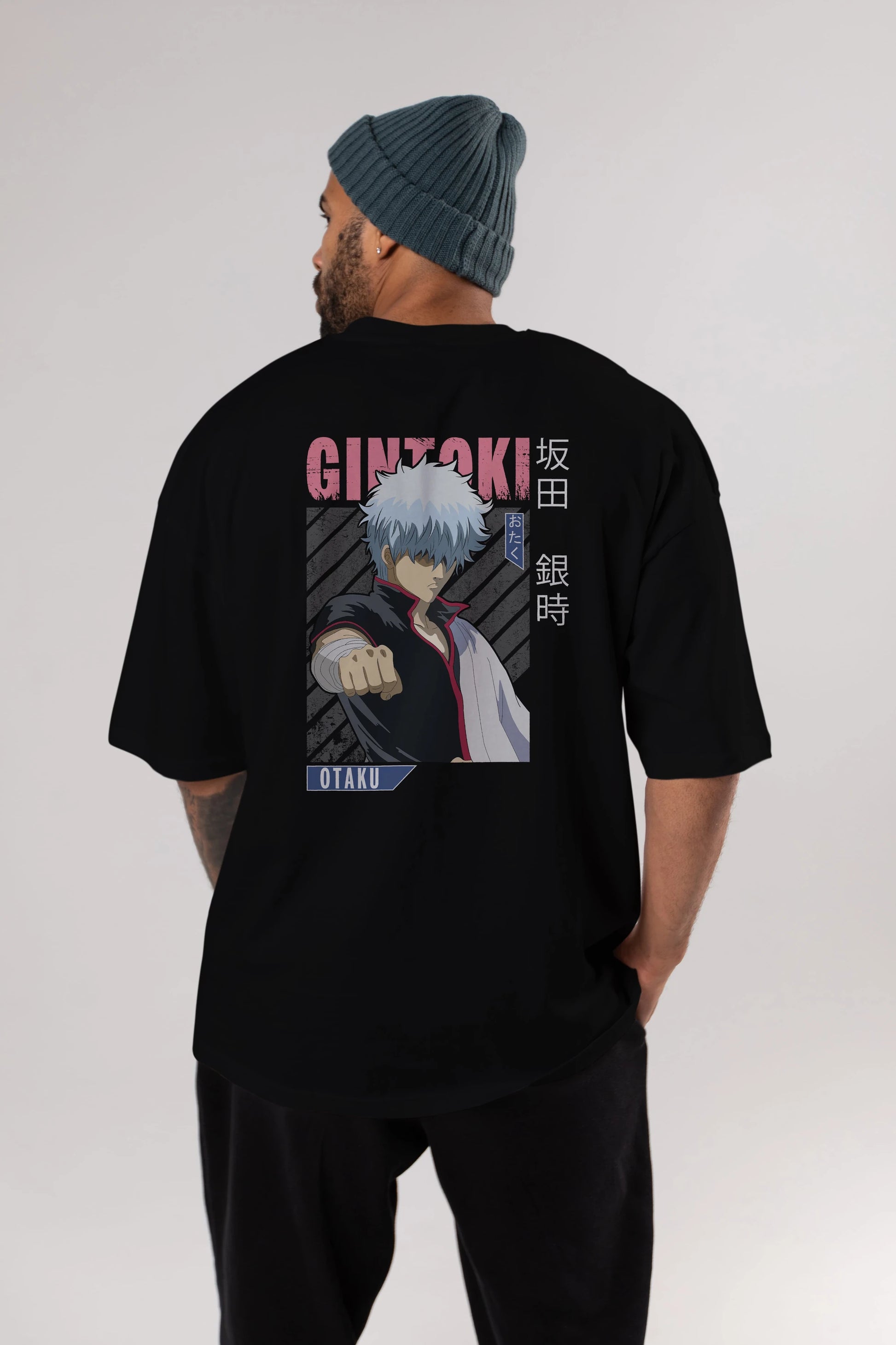 Gintoki Sakata GINTAMA 2 Anime Arka Baskılı Oversize t-shirt Erkek Kadın Unisex