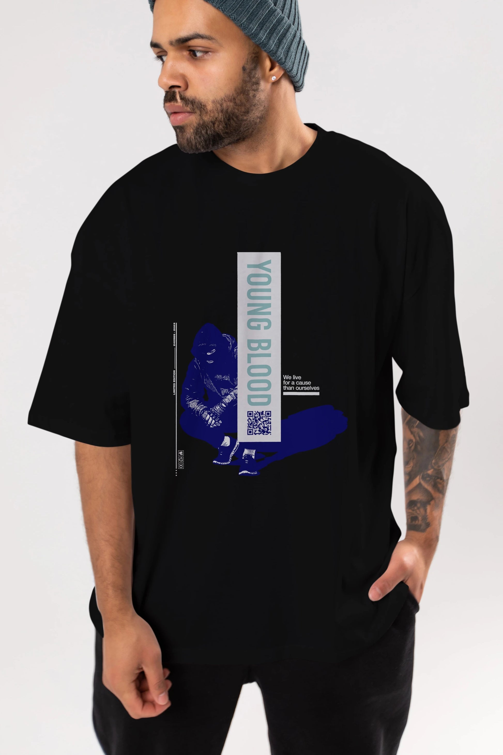 Young Blood Ön Baskılı Oversize t-shirt Erkek Kadın Unisex