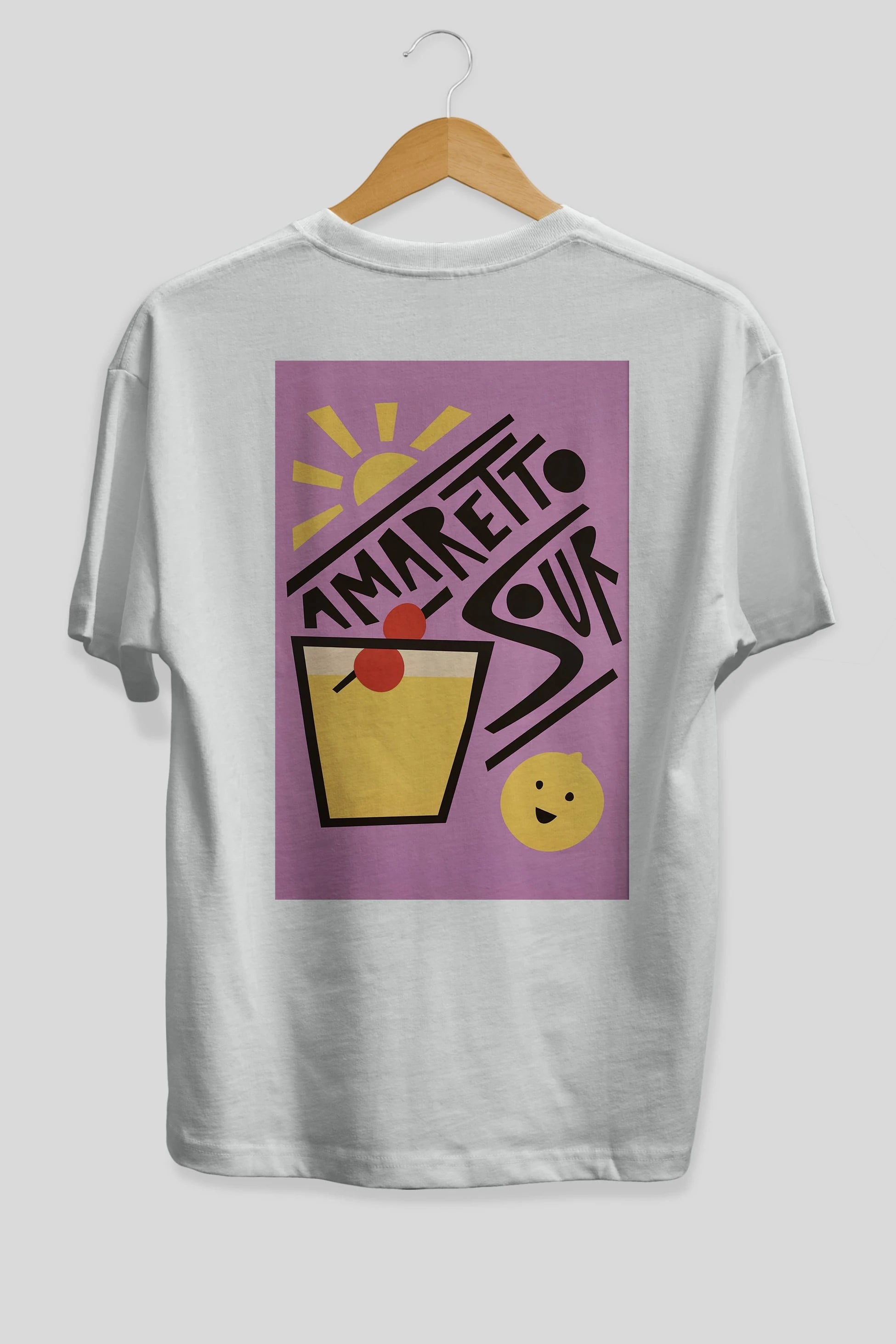 Amaretto Sour Arka Baskılı Oversize t-shirt Erkek Kadın Unisex %100 Pamuk Bisiklet Yaka tişort