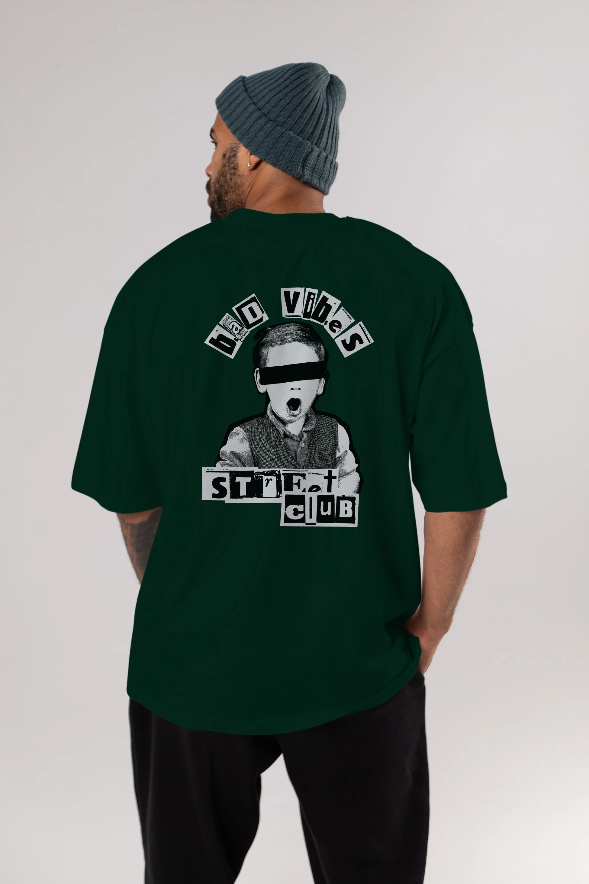 Bad Vibes Street Club Arka Baskılı Oversize t-shirt Erkek Kadın Unisex