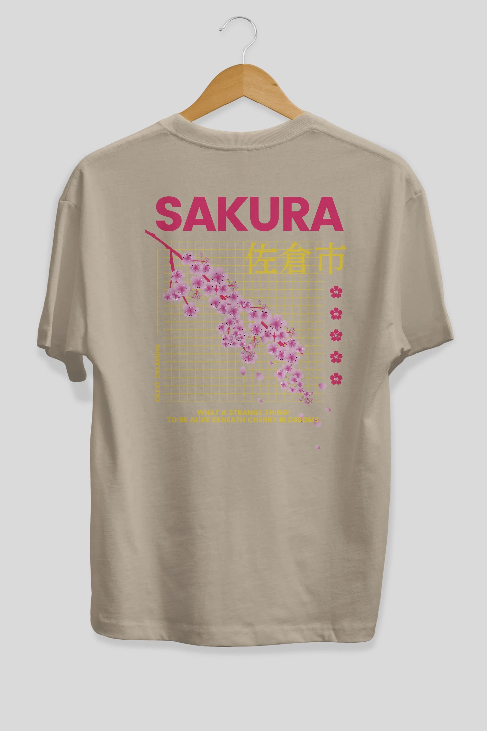 Sakura Streetwear Arka Baskılı Oversize t-shirt Erkek Kadın Unisex