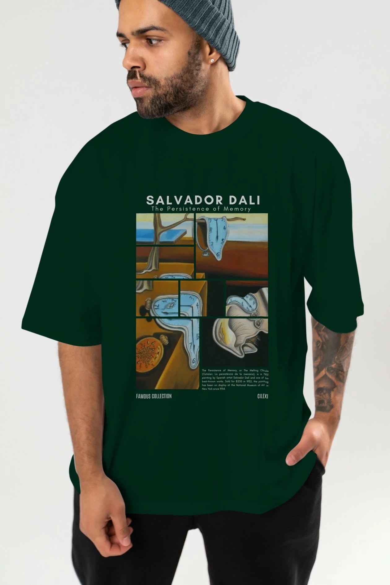 Salvador Dali ön Baskılı Oversize t-shirt Erkek Kadın Bisiklet Yaka Pamuk tişort