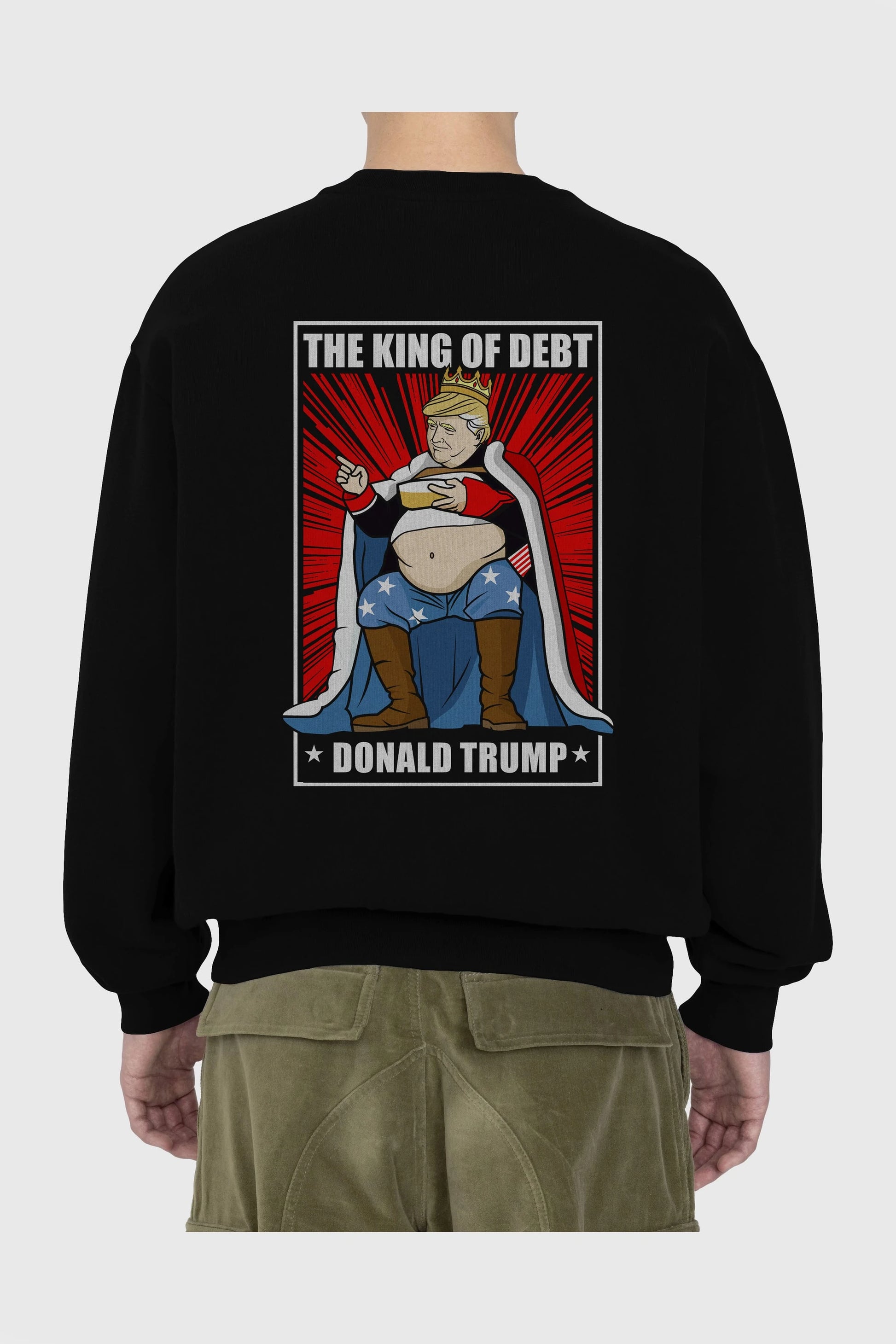 Trump King Arka Baskılı Oversize Sweatshirt Erkek Kadın Unisex