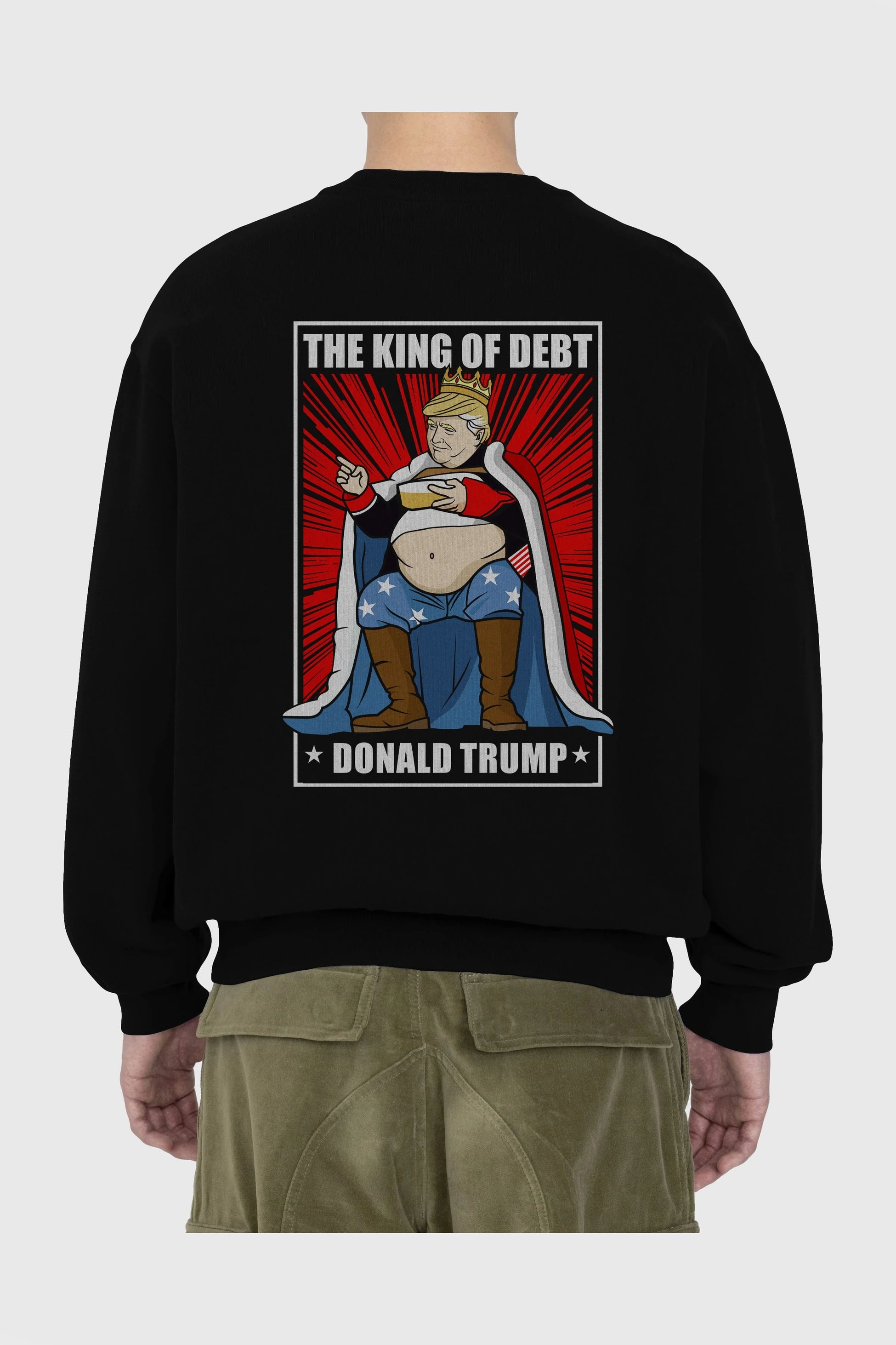 Trump King Arka Baskılı Oversize Sweatshirt Erkek Kadın Unisex