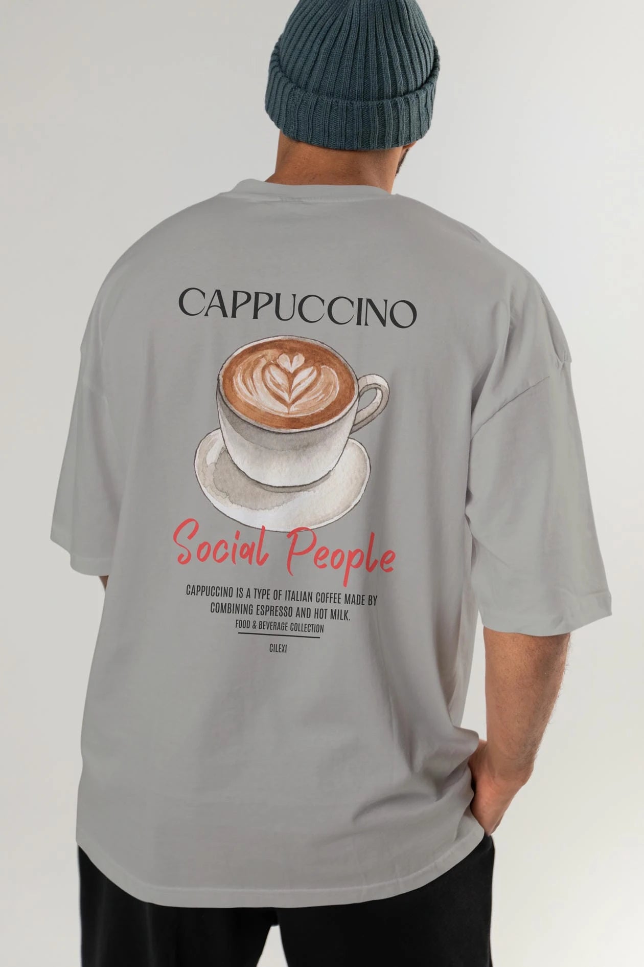 Cappuccino Kokteyl Serisi Baskılı Oversize t-shirt Erkek Kadın Unisex %100 Pamuk Bisiklet Yaka tişort