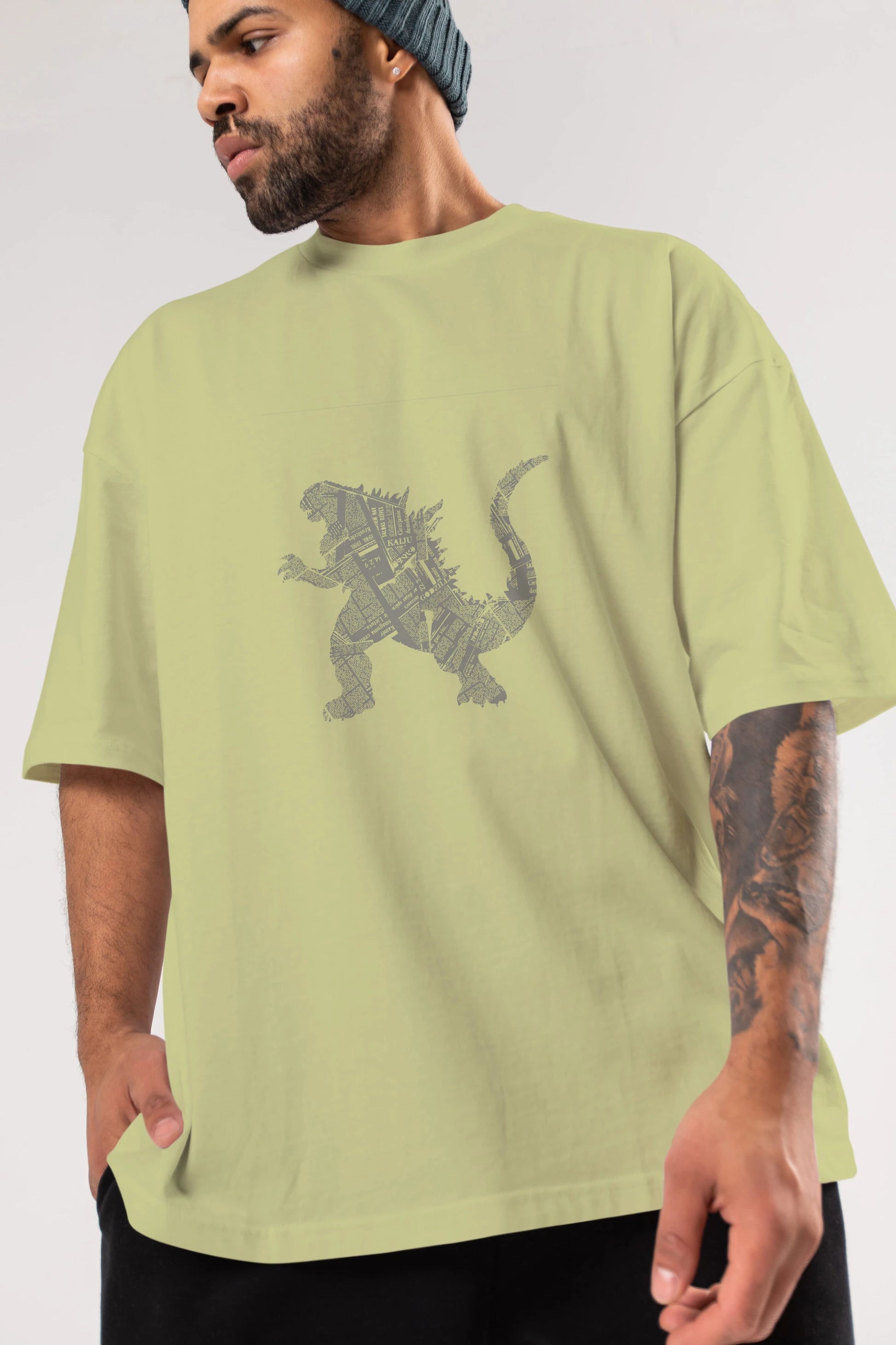 Kaiju Ön Baskılı Oversize t-shirt %100 pamuk Erkek Kadın Unisex