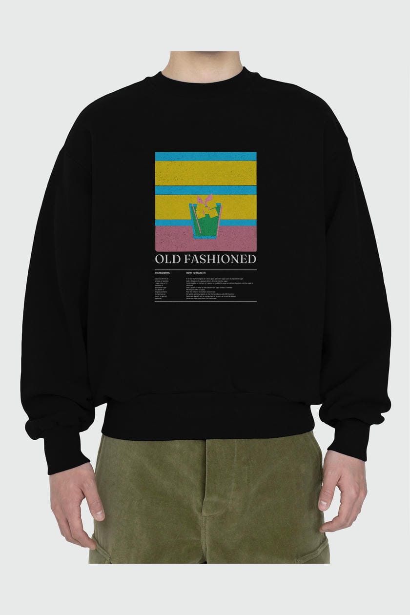 Old Fashioned ön Baskılı Oversize Sweatshirt Erkek Kadın Unisex