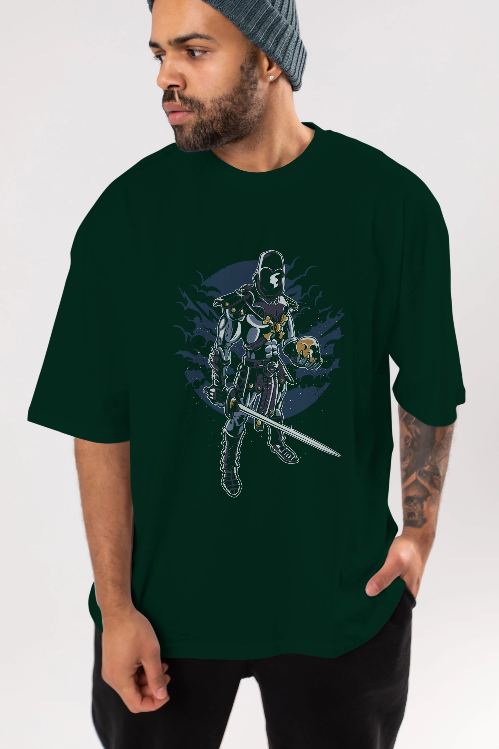Skeleton King Ön Baskılı Oversize t-shirt Erkek Kadın Unisex %100 Pamuk tişort