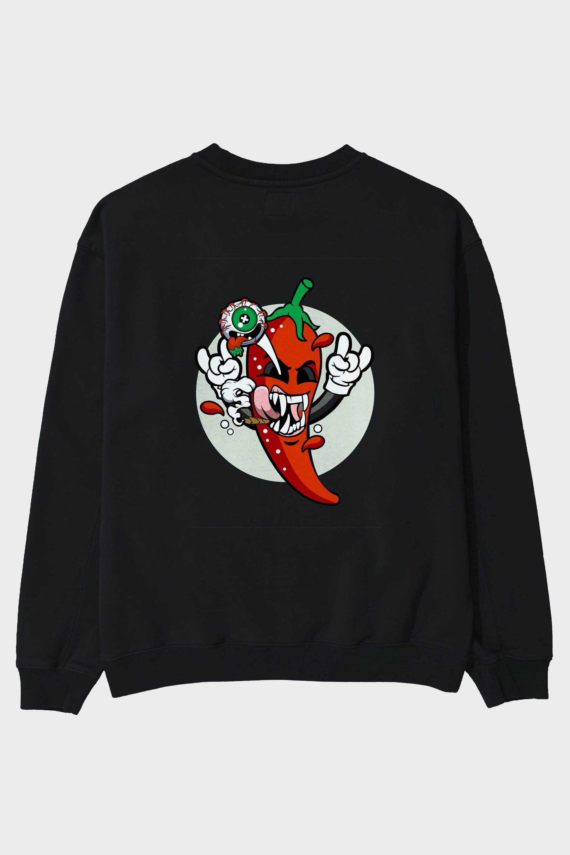 Chili Monster Arka Baskılı Oversize Sweatshirt Erkek Kadın Unisex