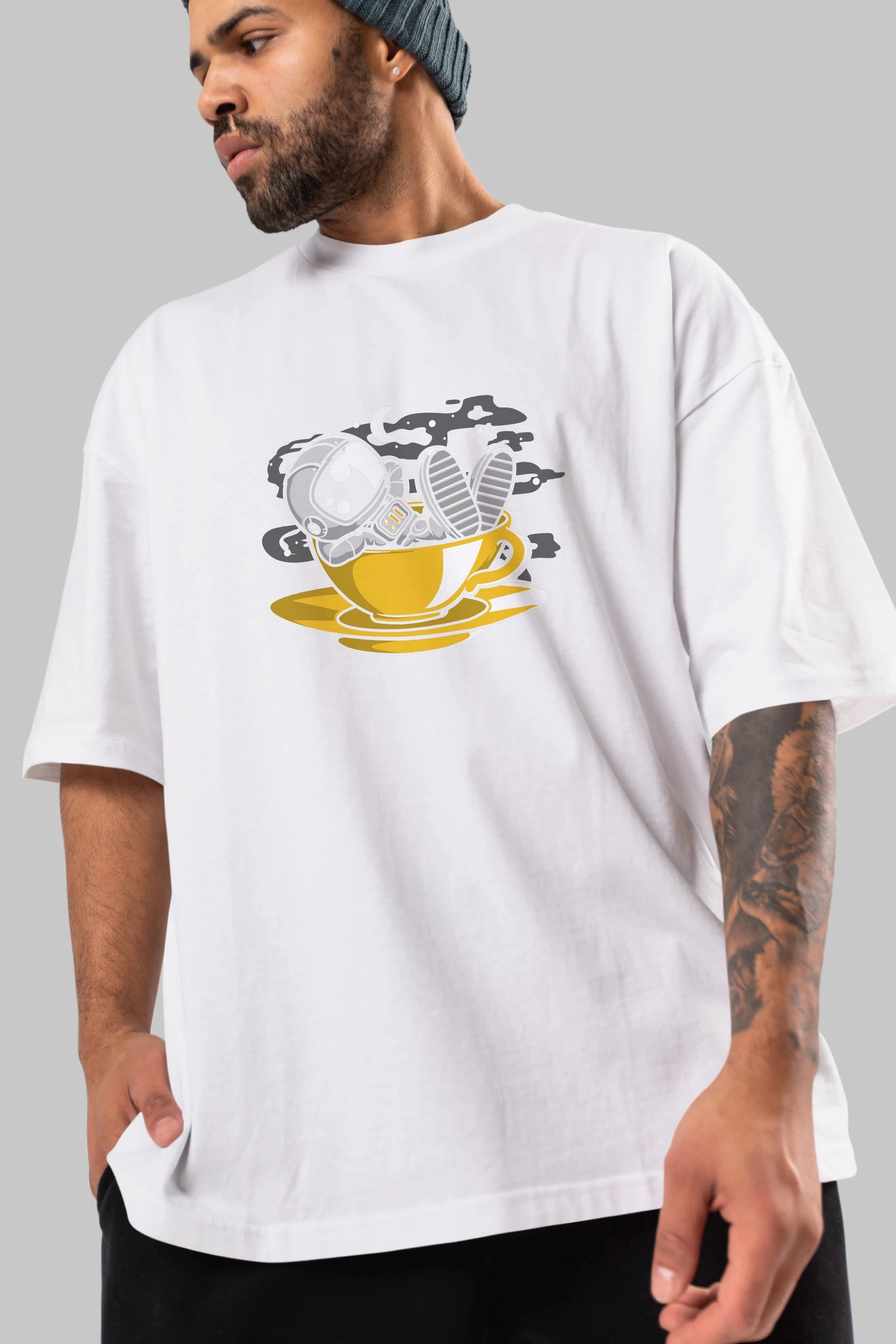 Astronaut Relax Ön Baskılı Oversize t-shirt Erkek Kadın Unisex