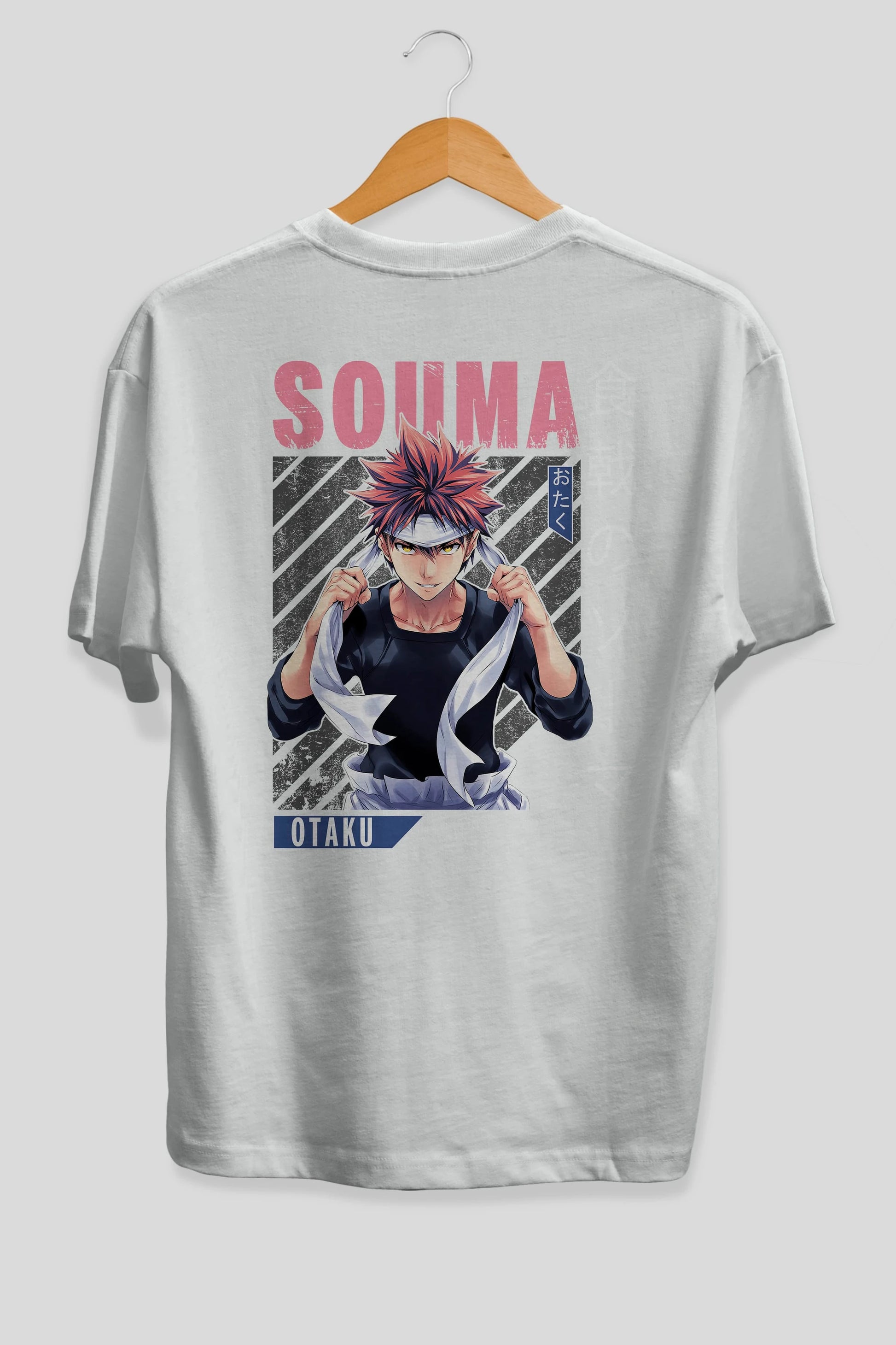 Souma Yukihira 8 Anime Arka Baskılı Oversize t-shirt Erkek Kadın Unisex