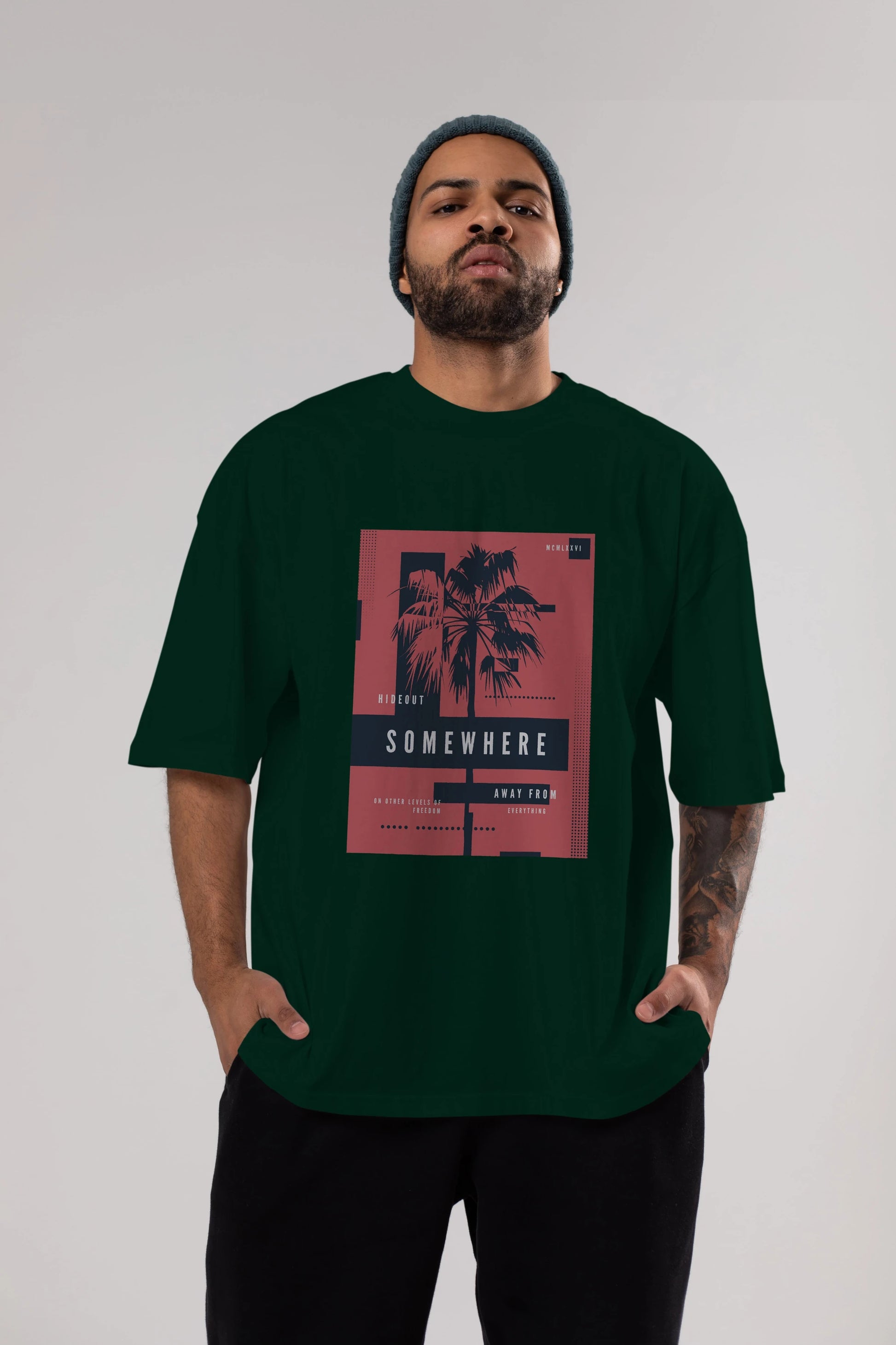 Hideout Somewhere Ön Baskılı Oversize t-shirt Erkek Kadın Unisex
