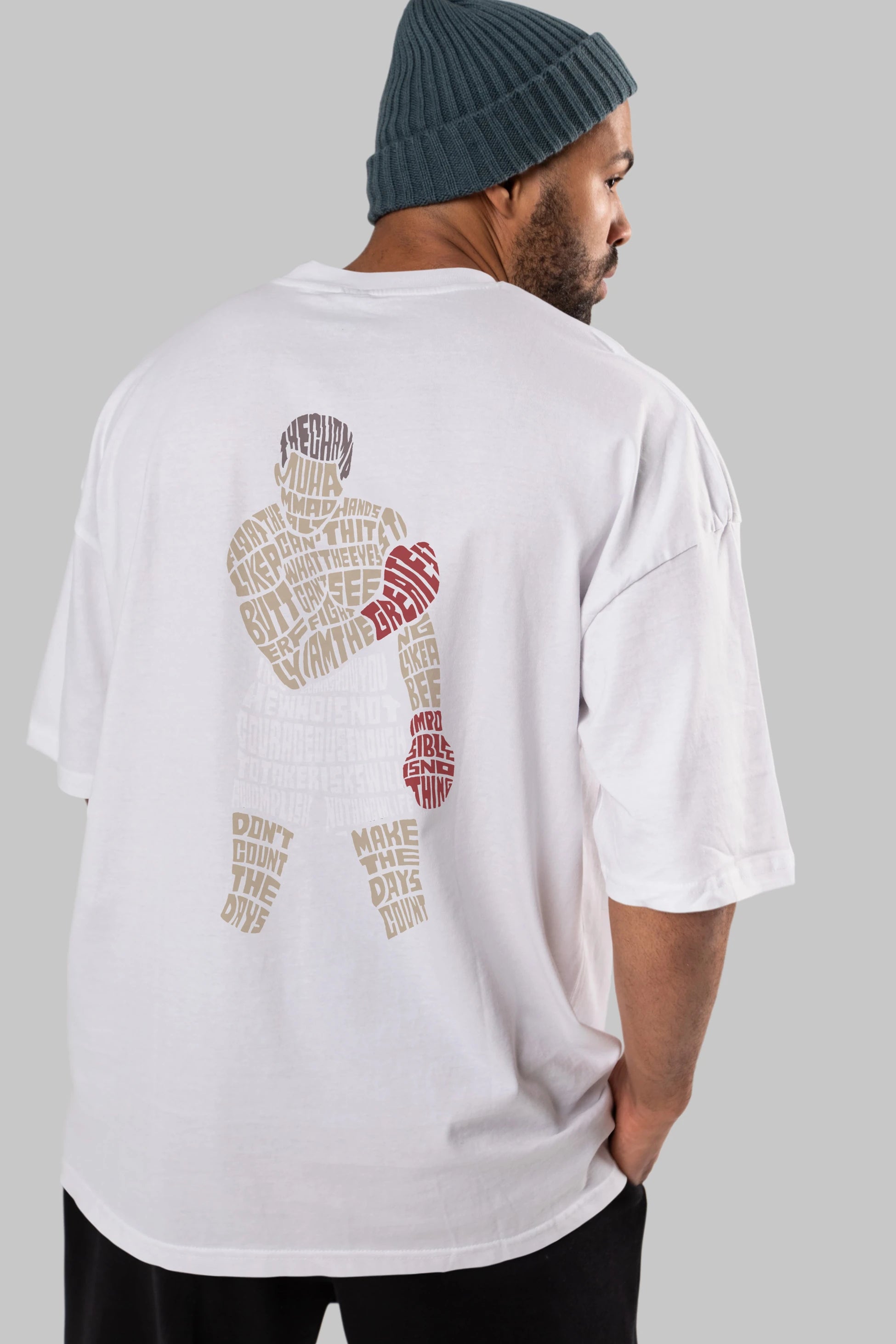 The Champ Muhammad Ali Arka Baskılı Oversize t-shirt %100 pamuk Erkek Kadın Unisex