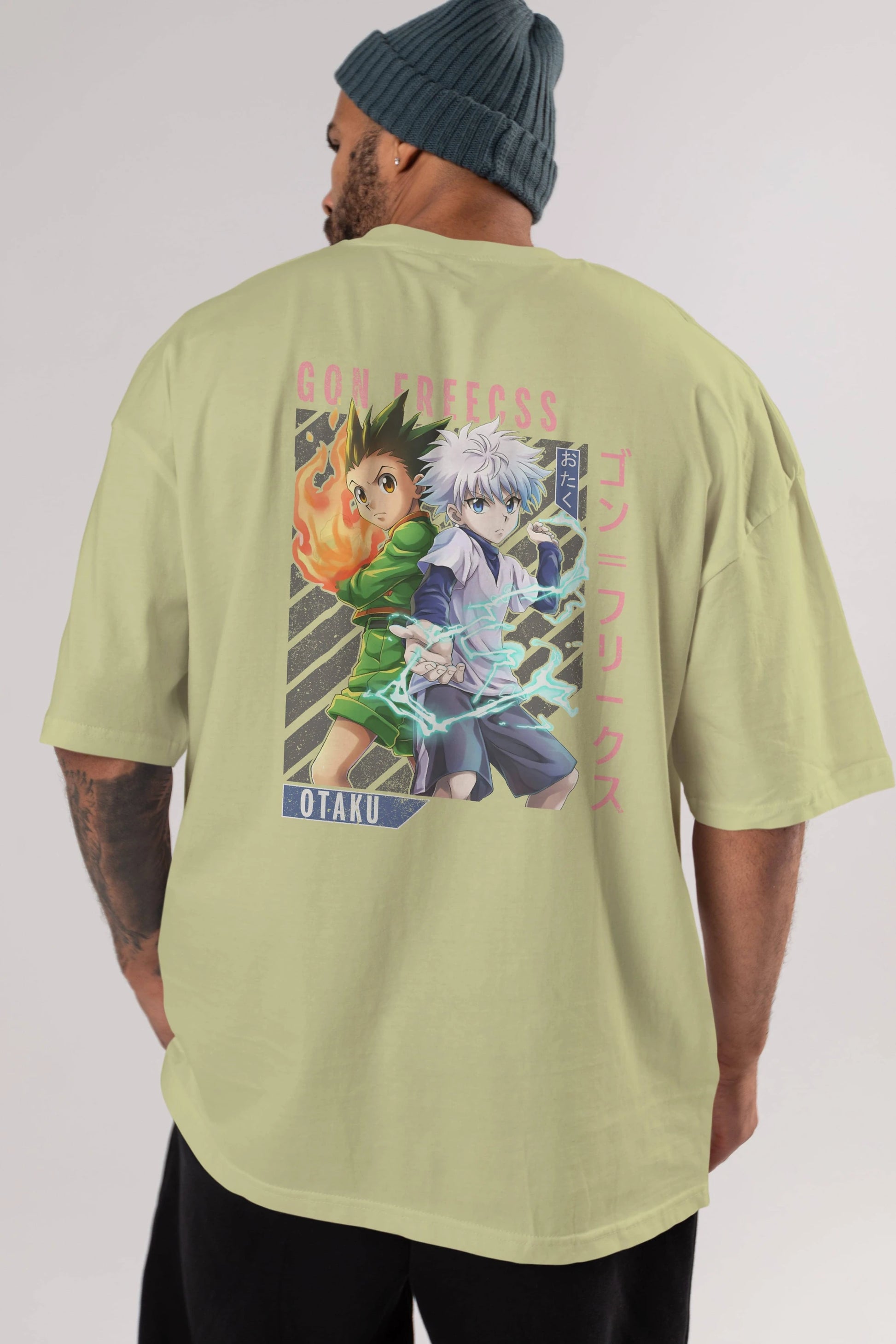 Gon Freecss HUNTER X HUNTER 1 Anime Arka Baskılı Oversize t-shirt Erkek Kadın Unisex