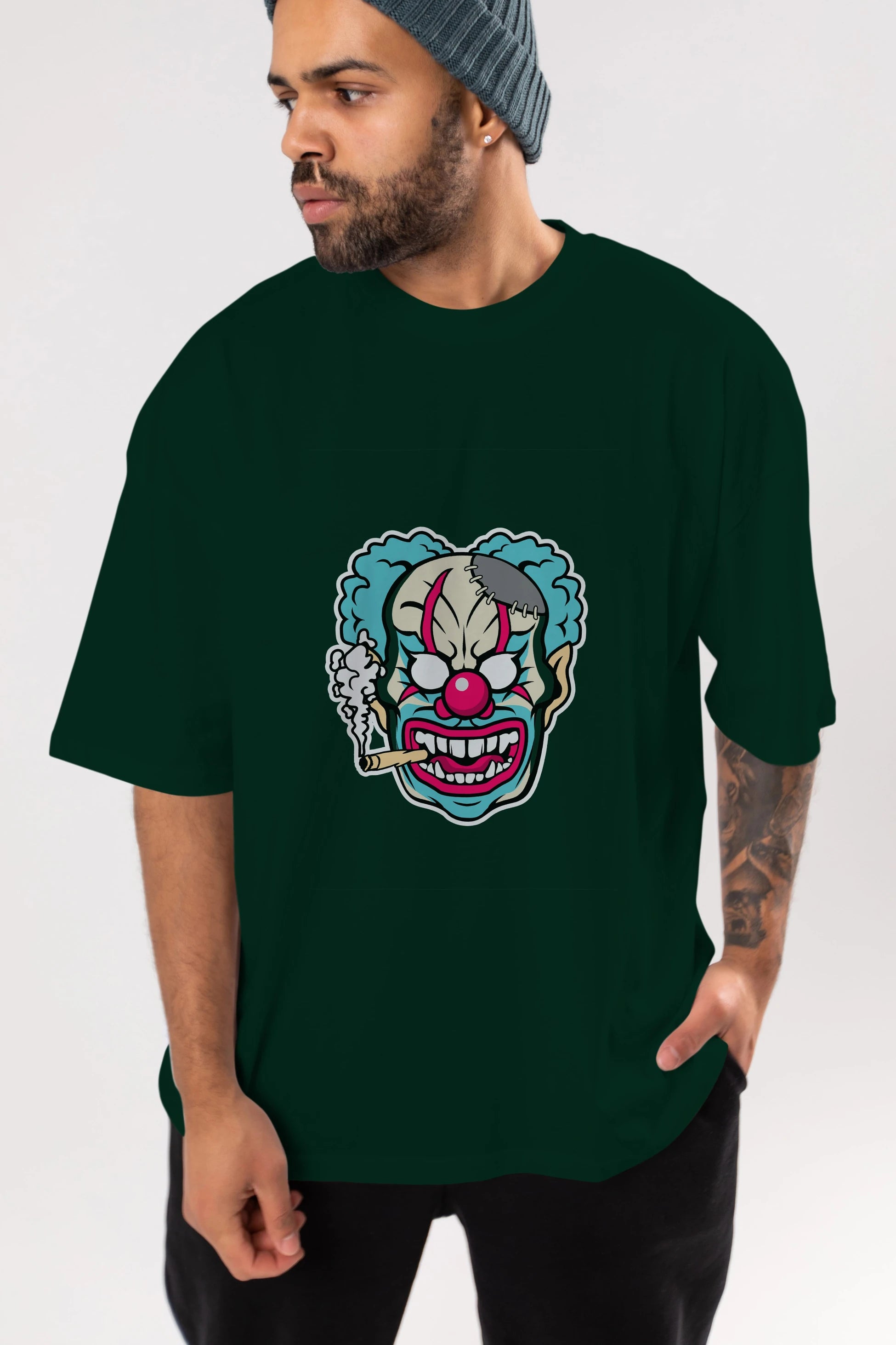 Clown Beast Ön Baskılı Oversize t-shirt Erkek Kadın Unisex %100 Pamuk tişort