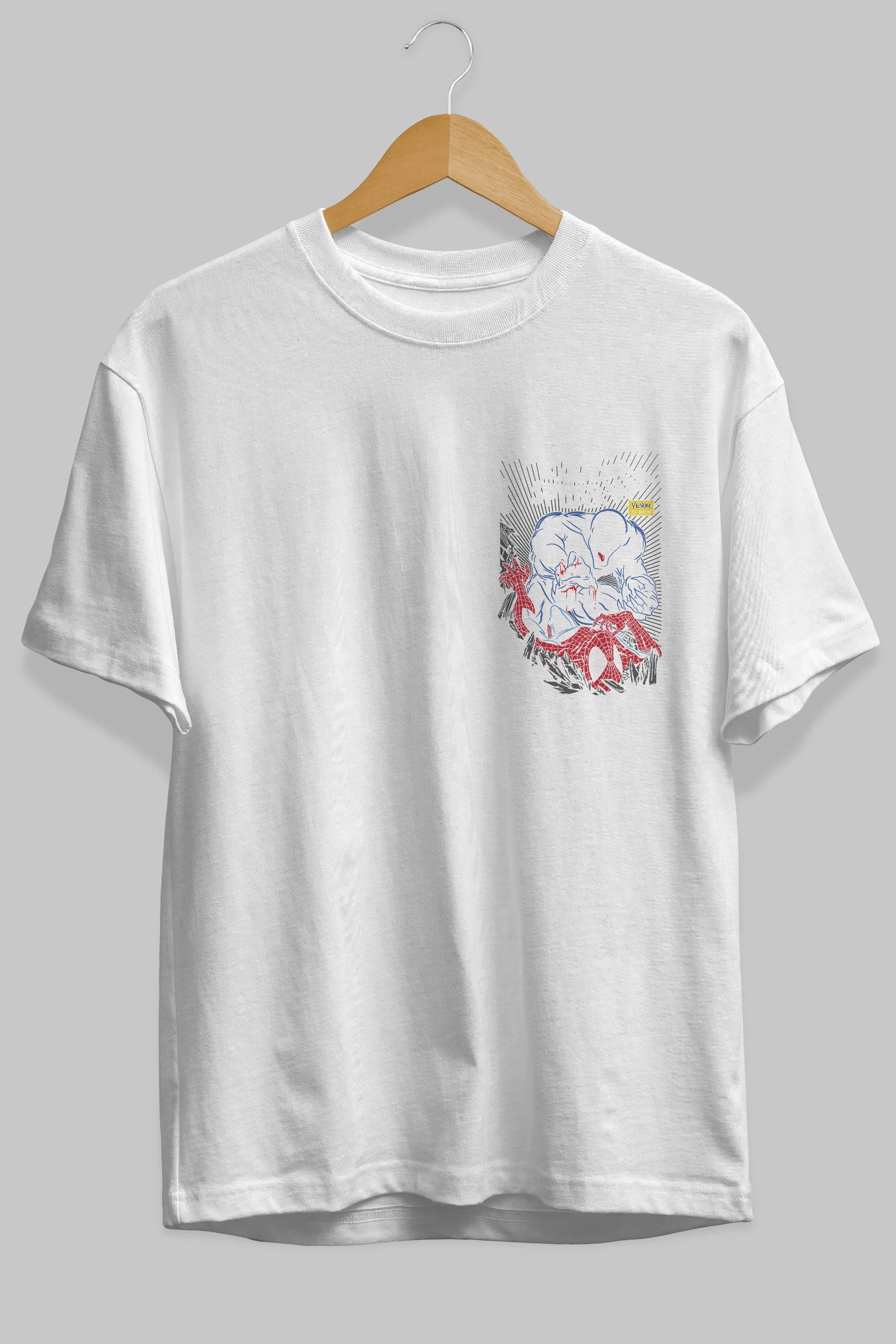 Venom (19) Ön Sol Baskılı Oversize t-shirt Erkek Kadın Unisex %100 Pamuk Bisiklet Yaka tişort