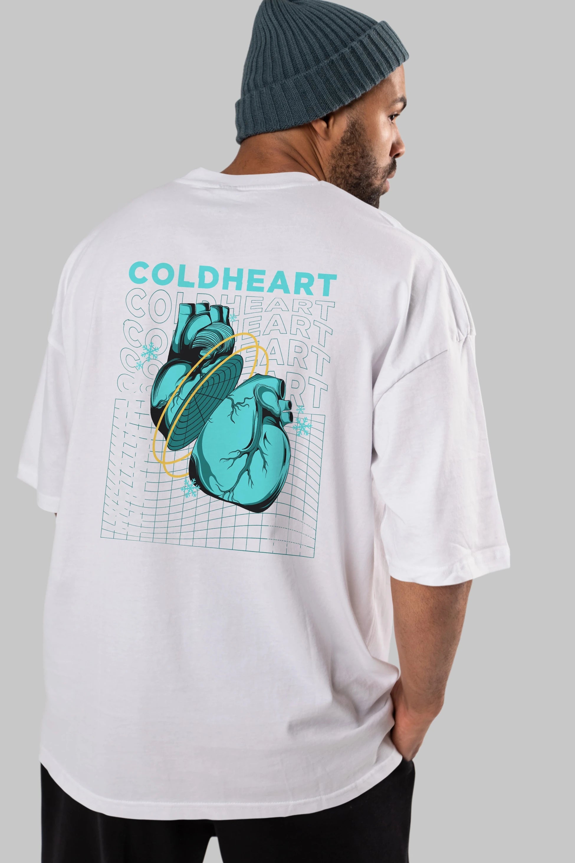 Cold Heart Arka Baskılı Oversize t-shirt Erkek Kadın Unisex