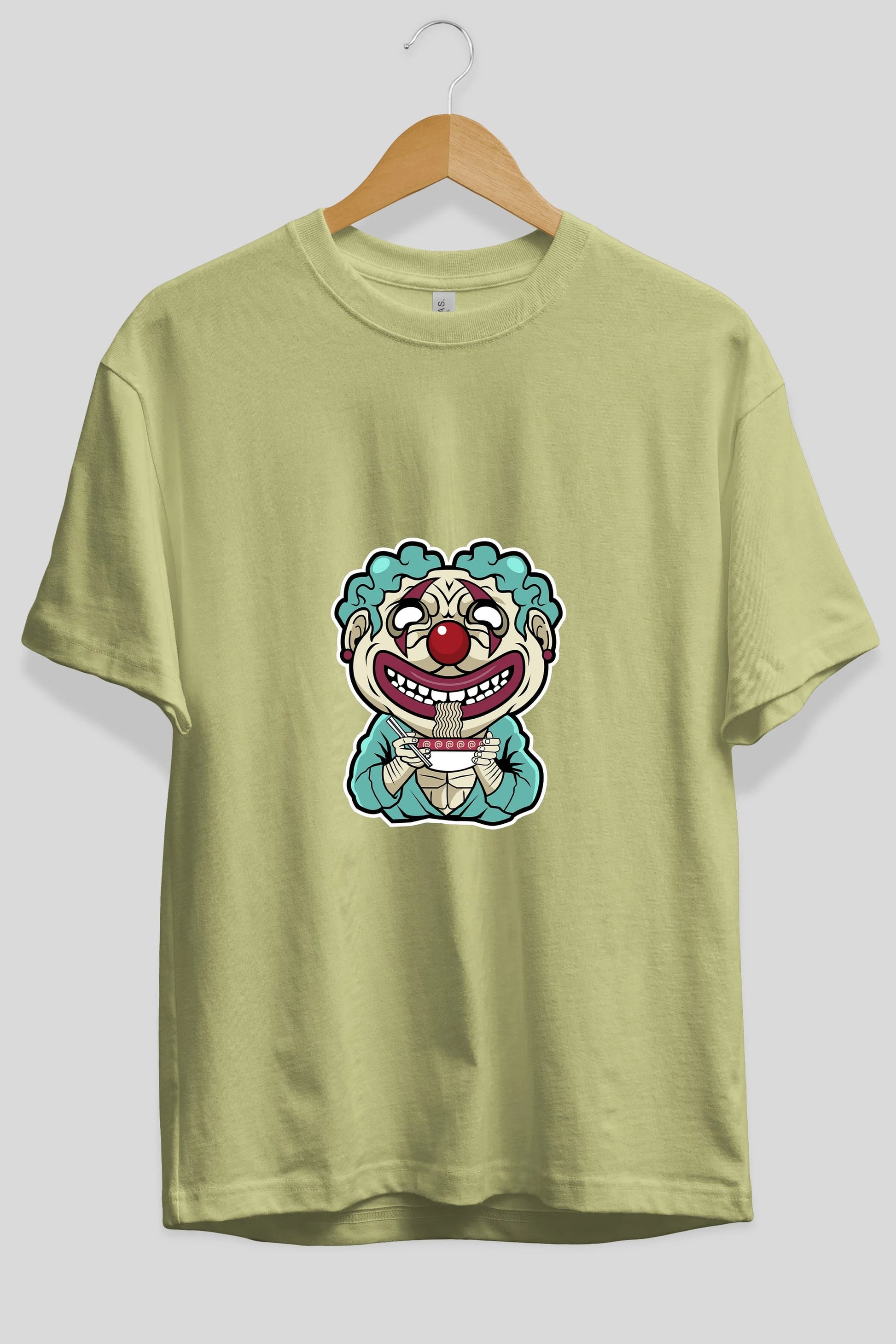Clown Ramen Ön Baskılı Oversize t-shirt Erkek Kadın Unisex %100 Pamuk tişort