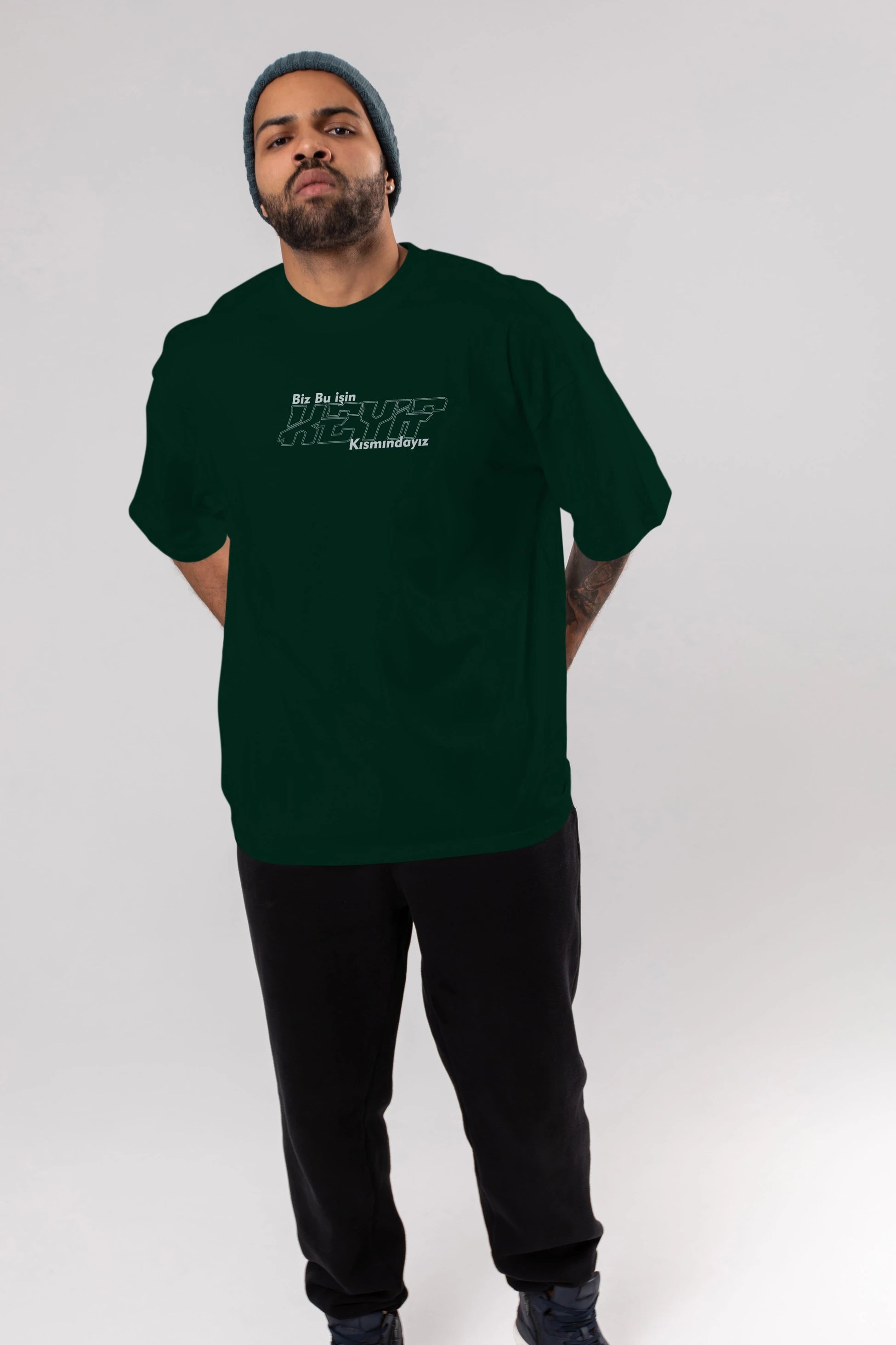 Biz Bu İşin Keyif Kısmındayız Ön Baskılı Oversize t-shirt %100 pamuk Erkek Kadın Unisex