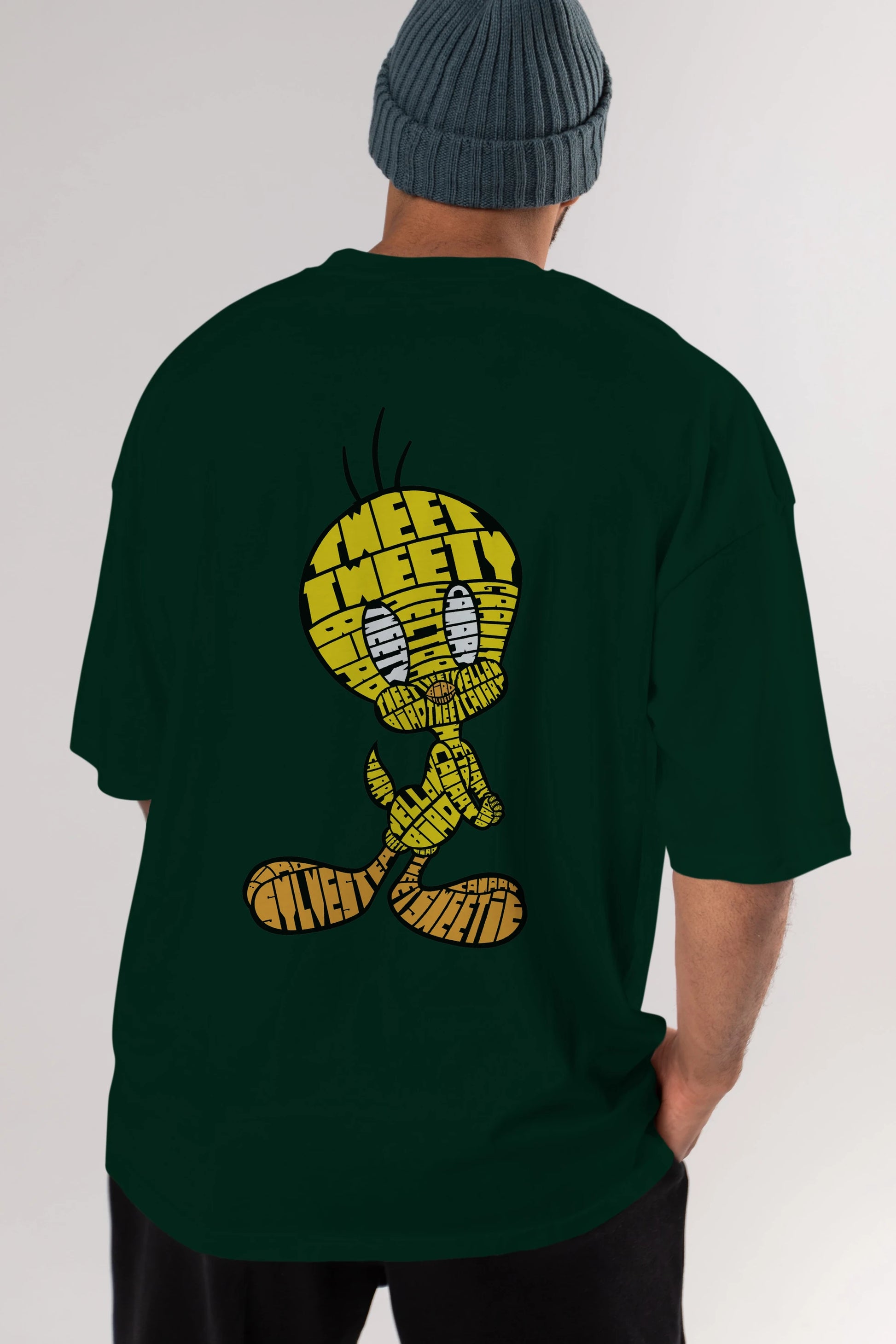 Tweety Arka Baskılı Oversize t-shirt %100 pamuk Erkek Kadın Unisex