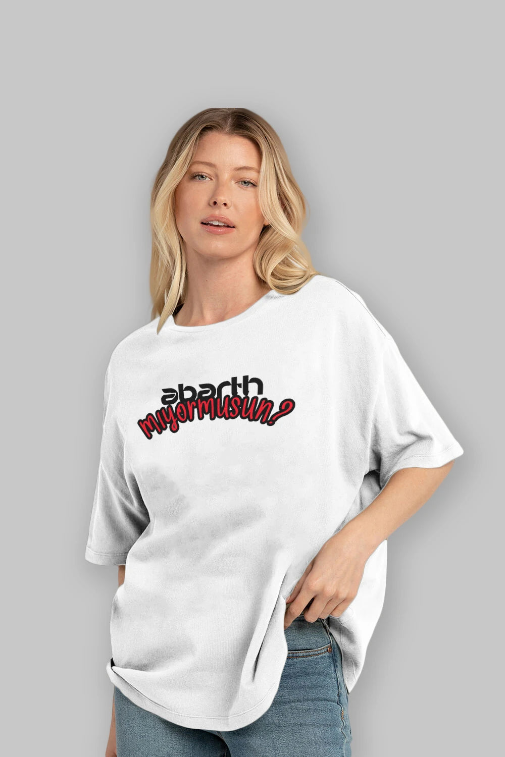 Abarth  Mıyormusun Ön Baskılı Oversize t-shirt %100 pamuk Erkek Kadın Unisex