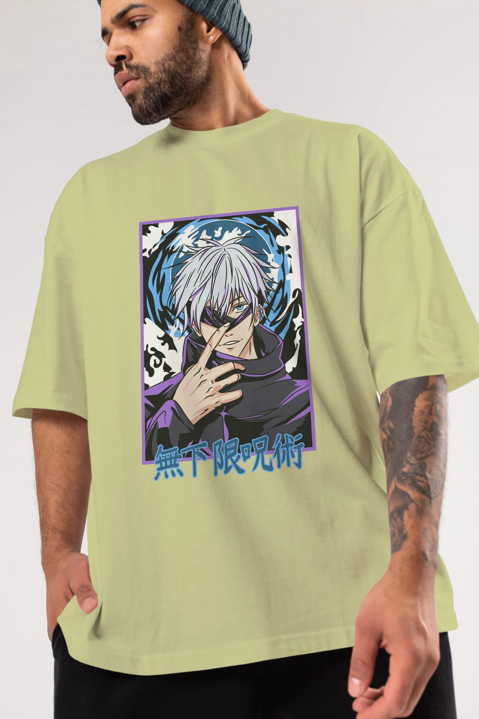 SATORU GOJO 3 Anime Ön Baskılı Oversize t-shirt %100 pamuk Erkek Kadın Unisex