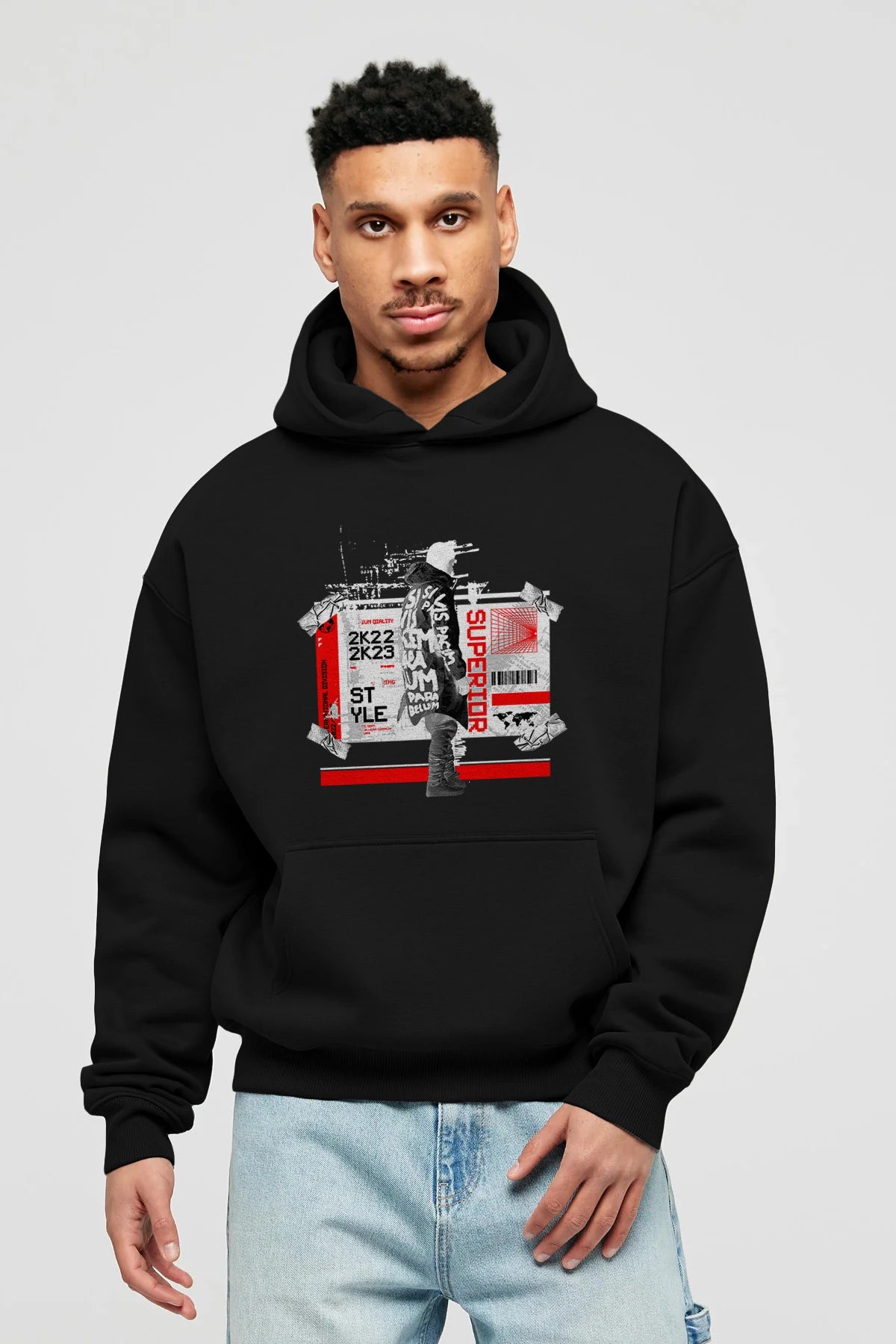 Superior Ön Baskılı Hoodie Oversize Kapüşonlu Sweatshirt Erkek Kadın Unisex