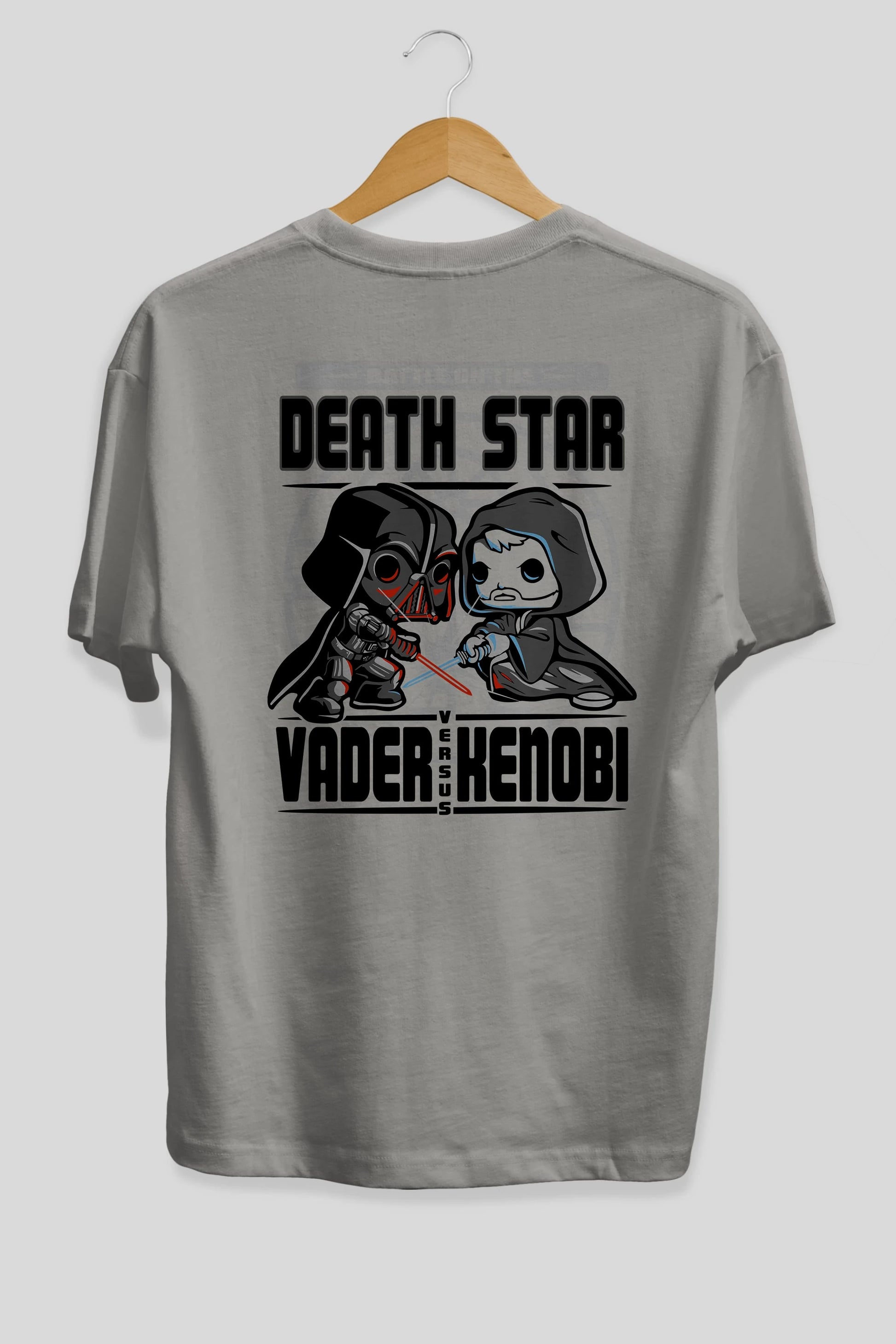 Vader Kenobi Arka Baskılı Oversize t-shirt Erkek Kadın Unisex %100 Pamuk Bisiklet Yaka tişort
