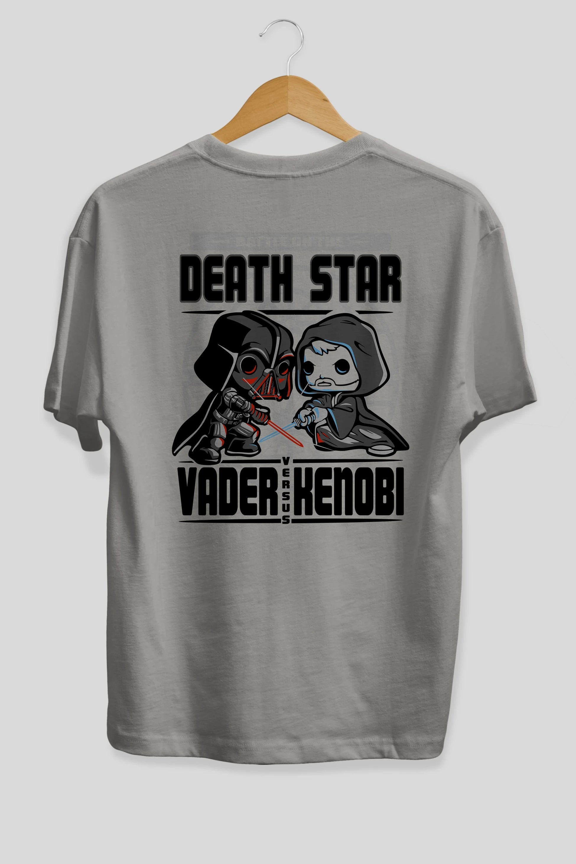 Vader Kenobi Arka Baskılı Oversize t-shirt Erkek Kadın Unisex %100 Pamuk Bisiklet Yaka tişort
