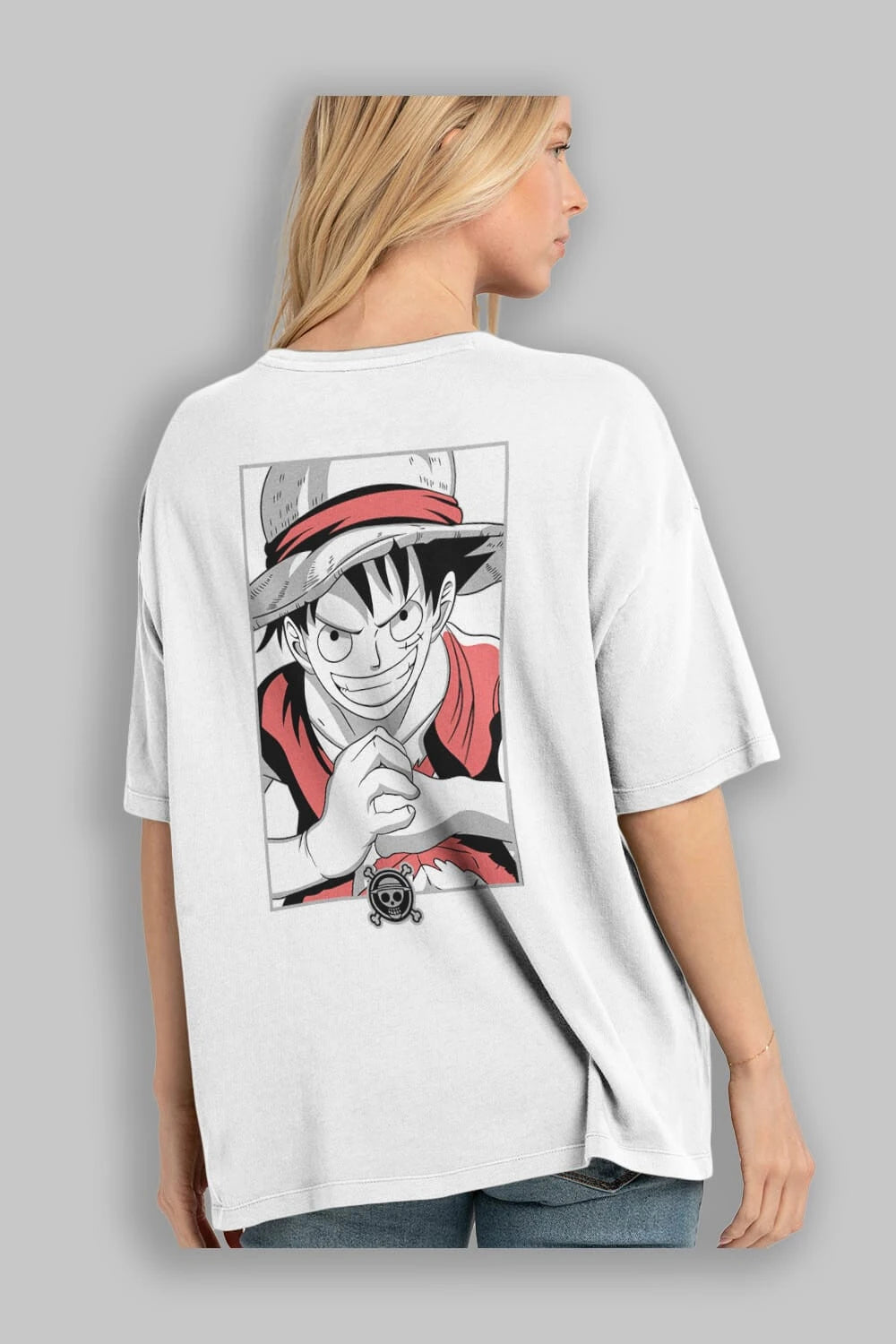 LUFF D. MONKEY OnePiece Anime Arka Baskılı Oversize t-shirt Erkek Kadın Unisex