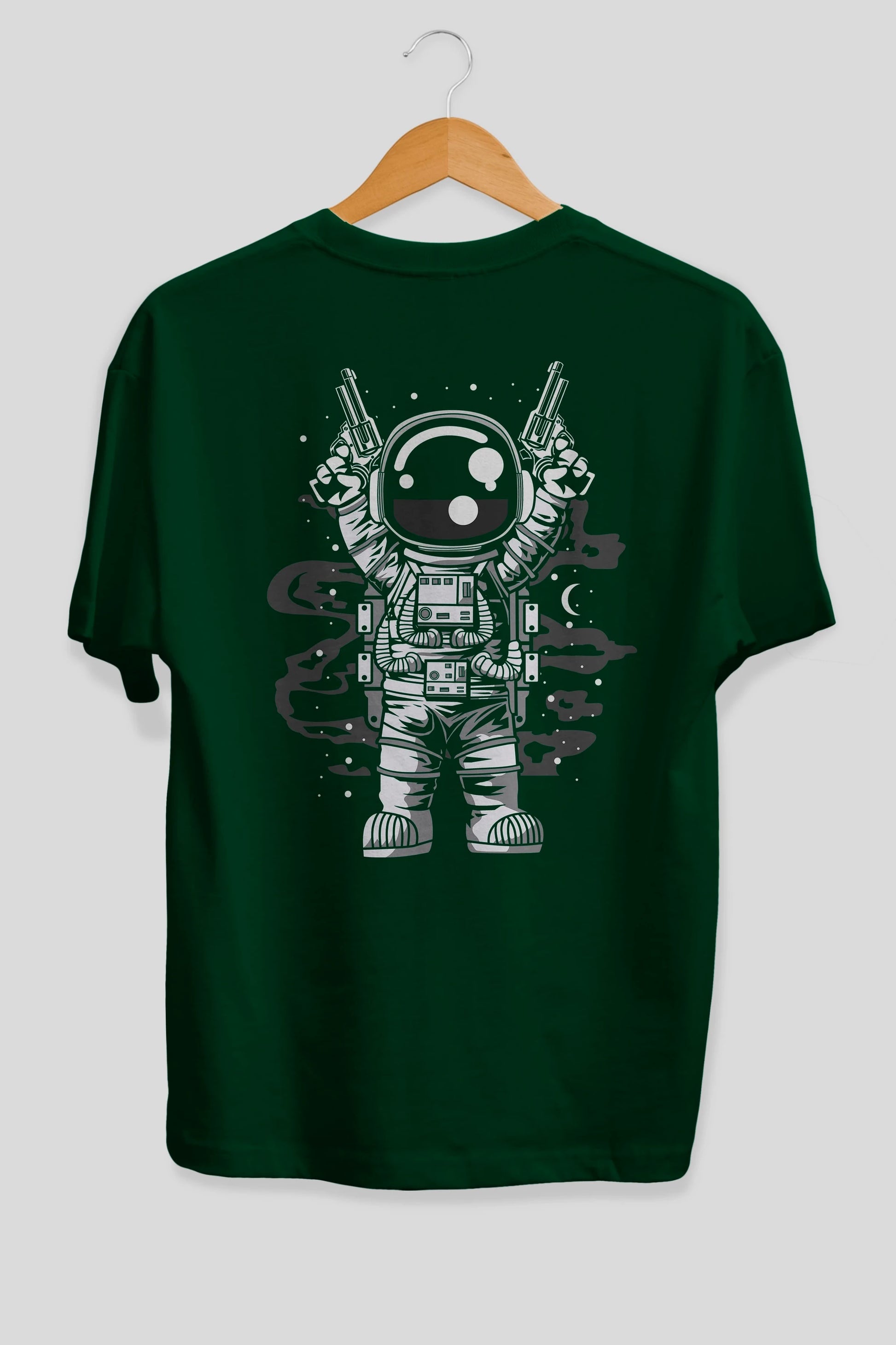 Astronaut Gun Arka Baskılı Oversize t-shirt Erkek Kadın Unisex