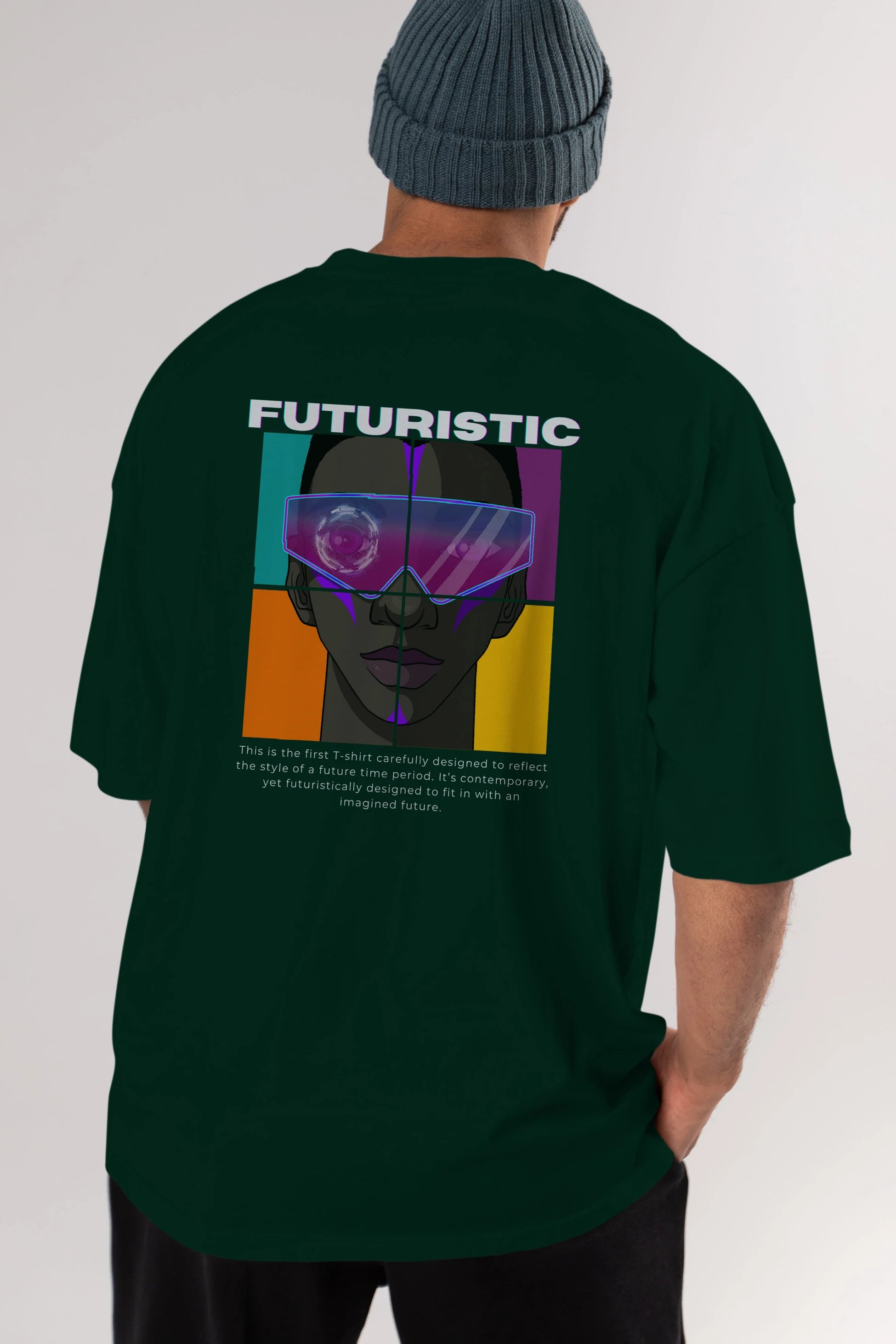 Futuristic Streetwear Arka Baskılı Oversize t-shirt Erkek Kadın Unisex