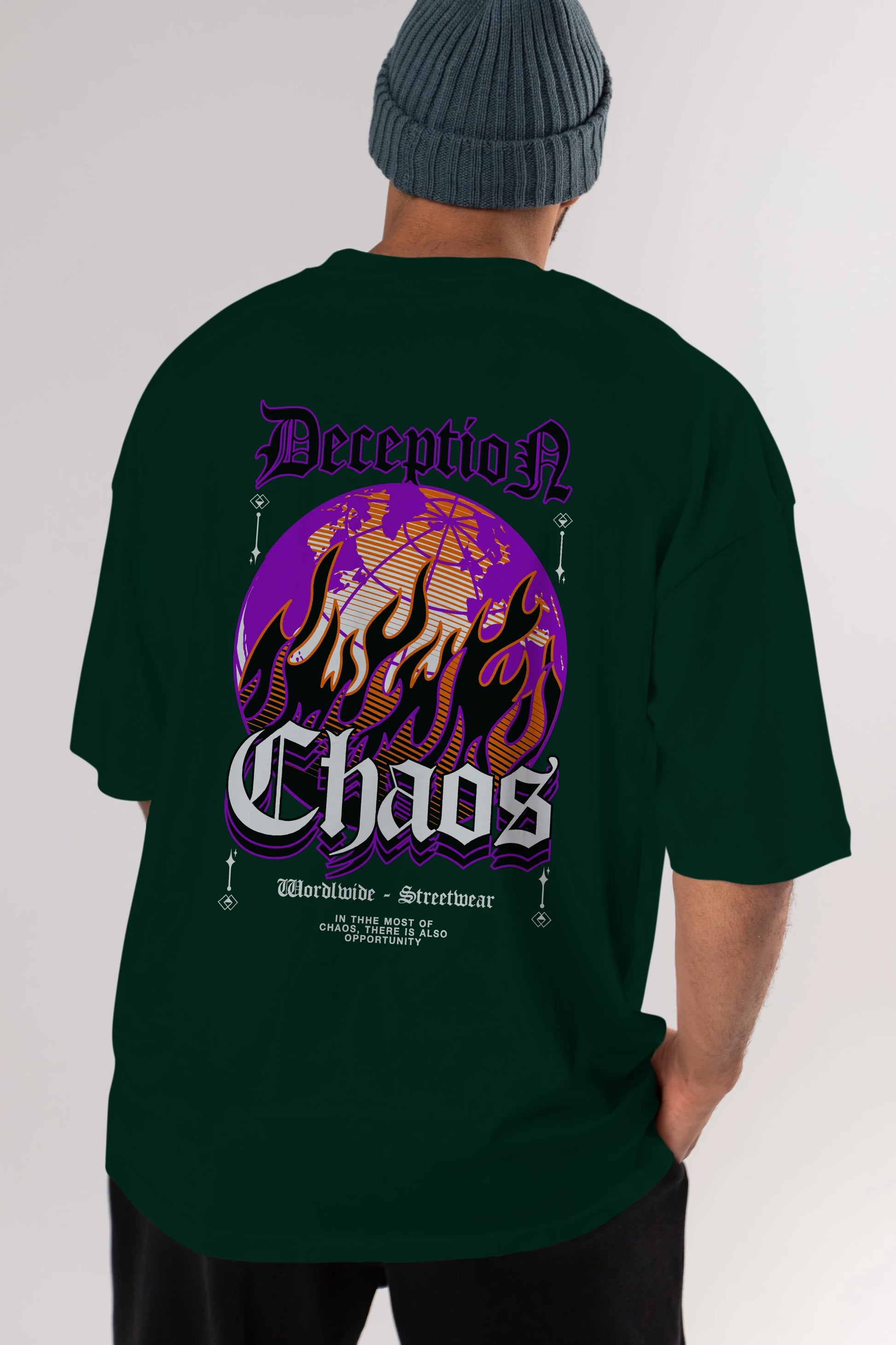 Deception Chaos Arka Baskılı Oversize t-shirt Erkek Kadın Unisex