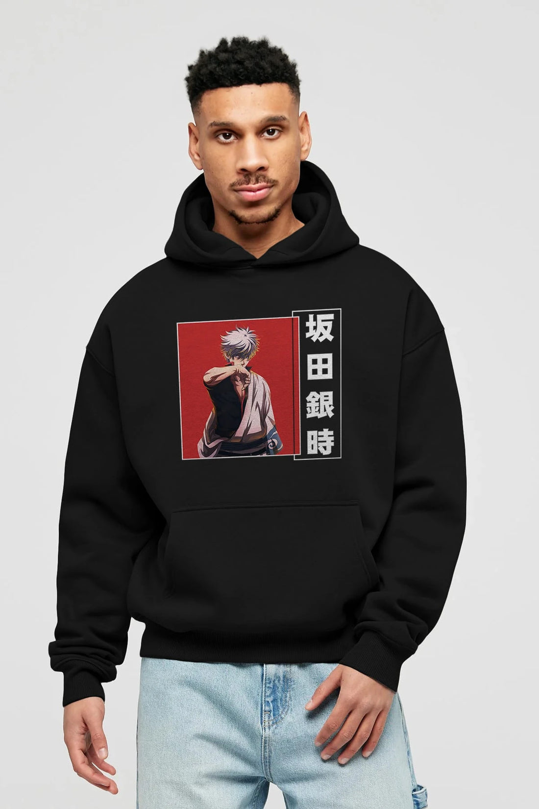 Gintoki Sakata GINTAMA 1 Anime Ön Baskılı Hoodie Oversize Kapüşonlu Sweatshirt Erkek Kadın Unisex
