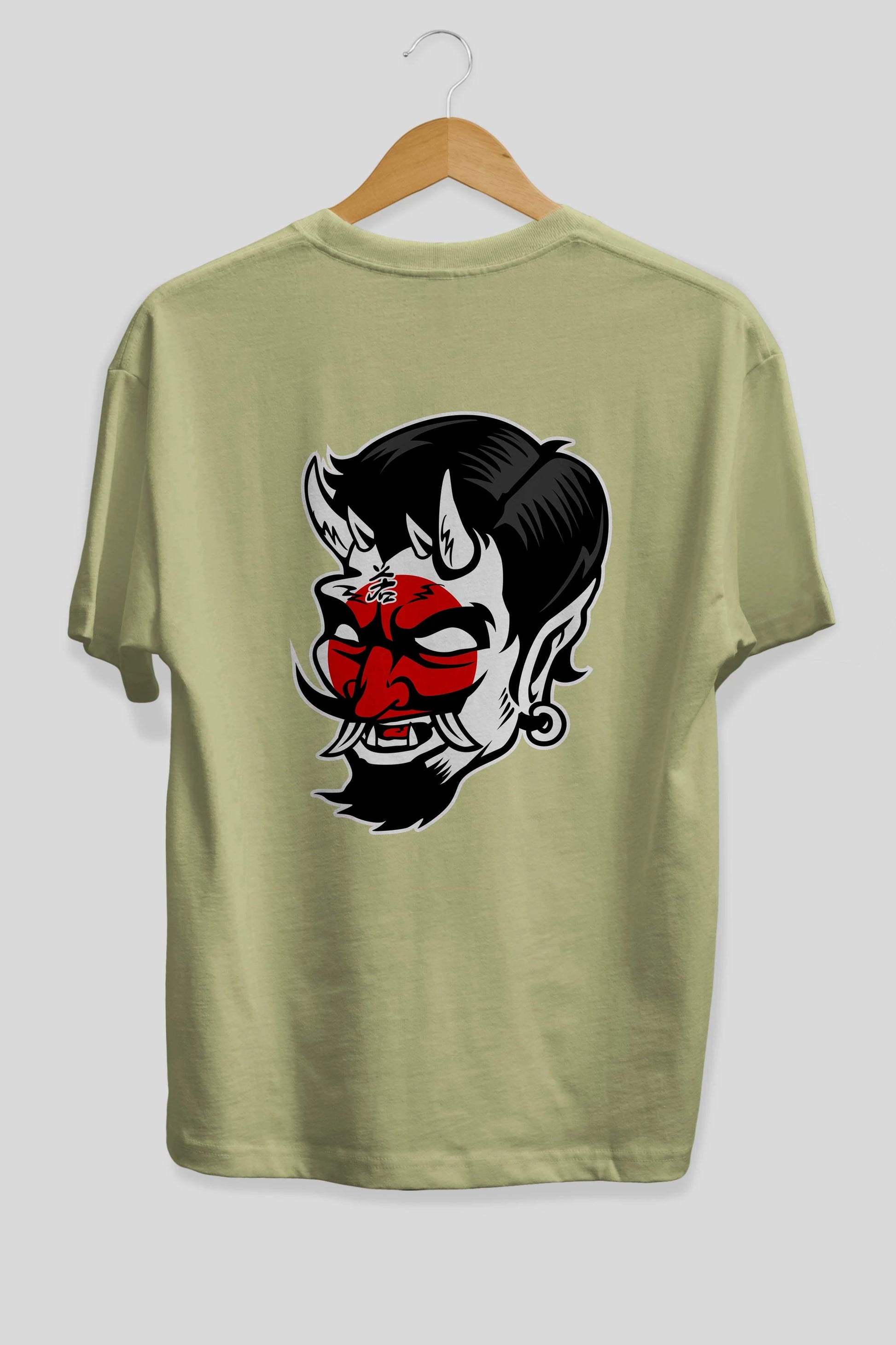 Japanese Devil Arka Baskılı Oversize t-shirt Erkek Kadın Unisex %100 Pamuk tişort