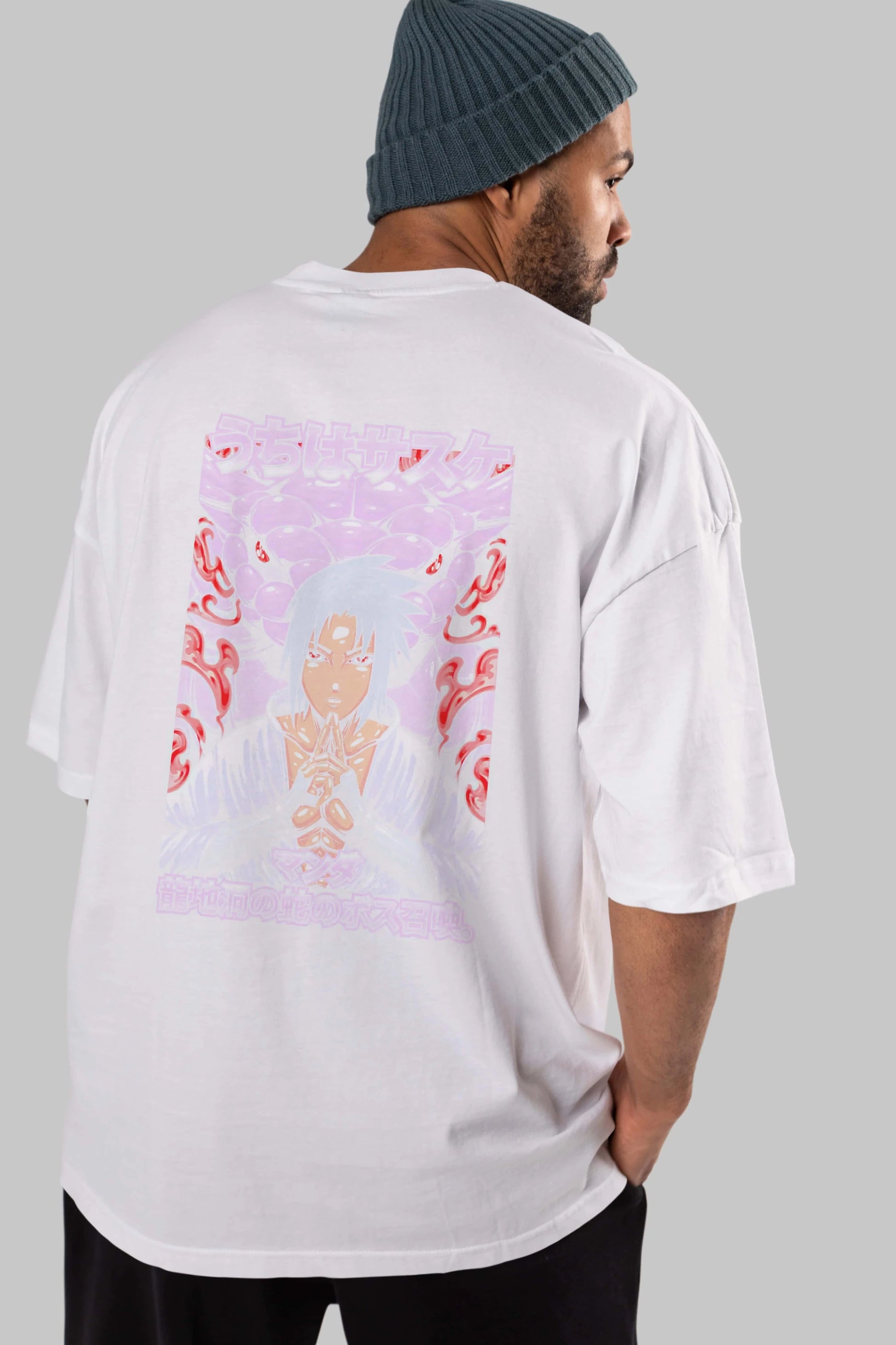 NARUTO SASUKE UCHIHA Anime Arka Baskılı Oversize t-shirt Erkek Kadın Unisex