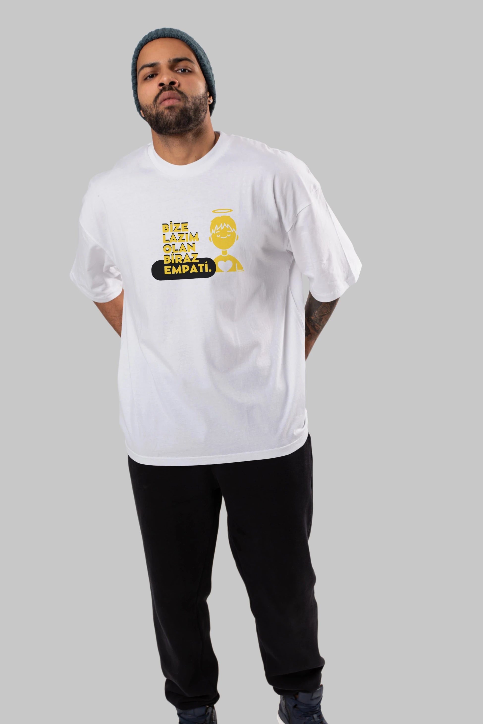 Bize Lazım Olan Biraz Empati Ön Baskılı Oversize t-shirt Erkek Kadın Unisex