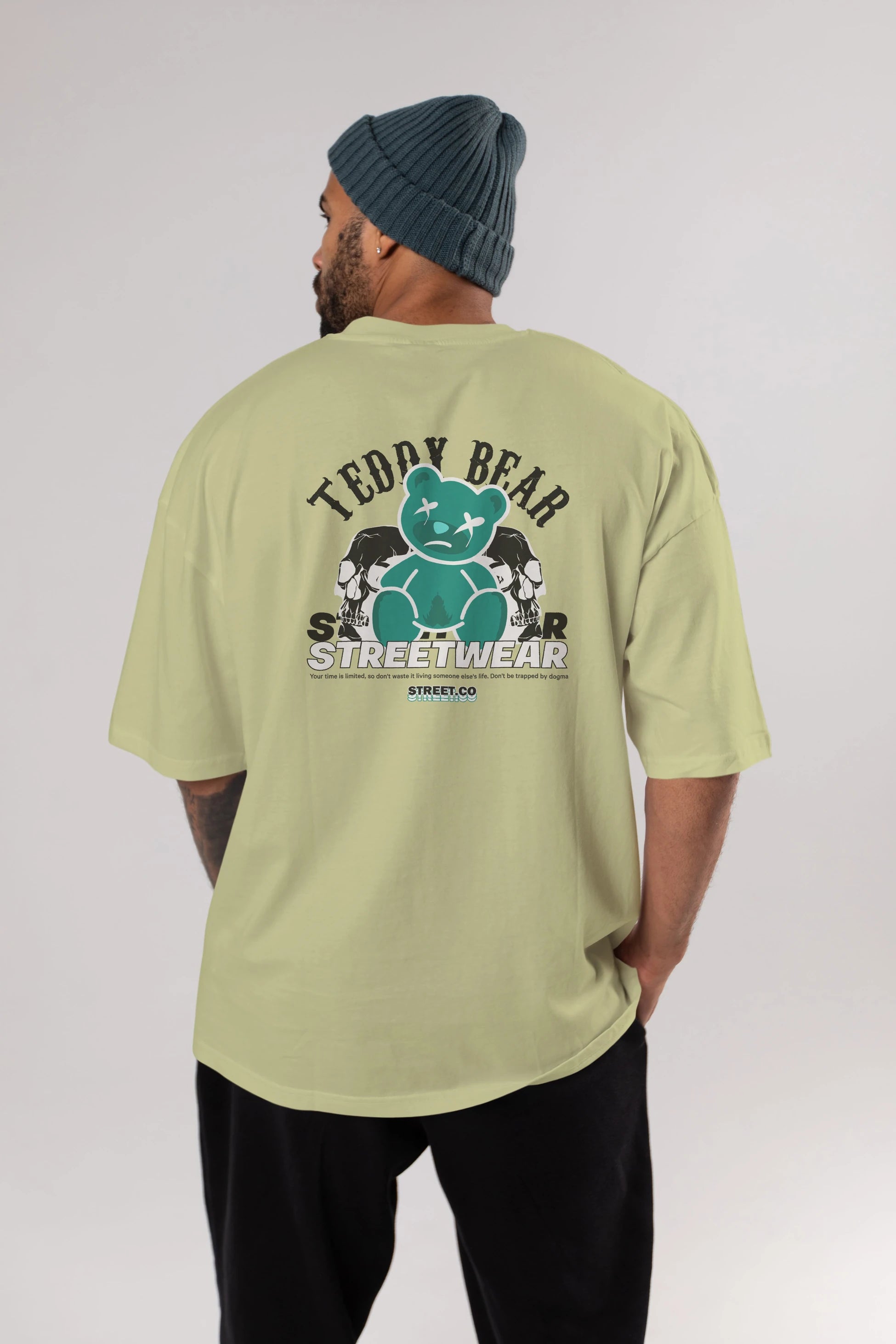 Teddy Bear Streetwear 2 Arka Baskılı Oversize t-shirt Erkek Kadın Unisex