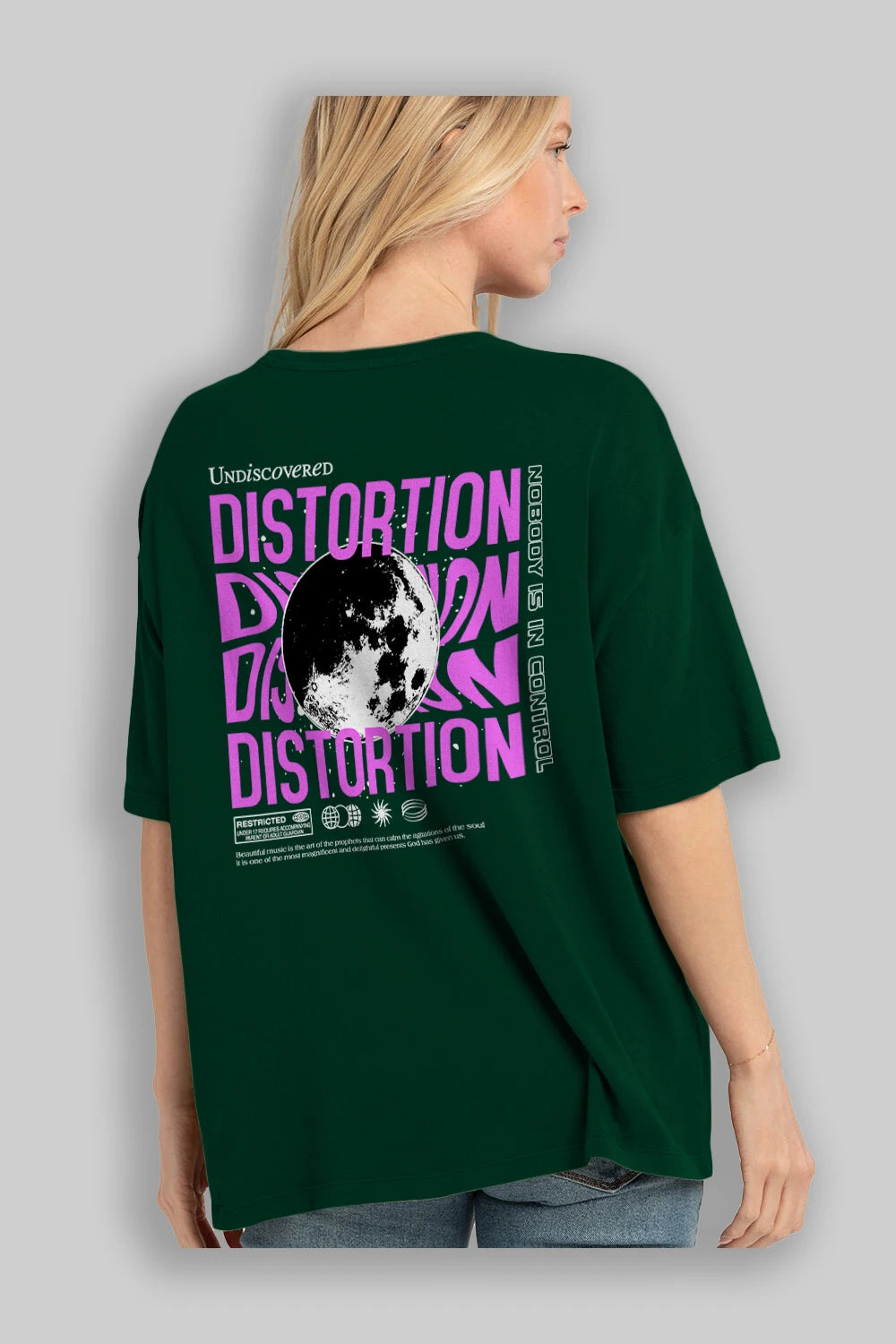 Distortion Arka Baskılı Oversize t-shirt Erkek Kadın Unisex